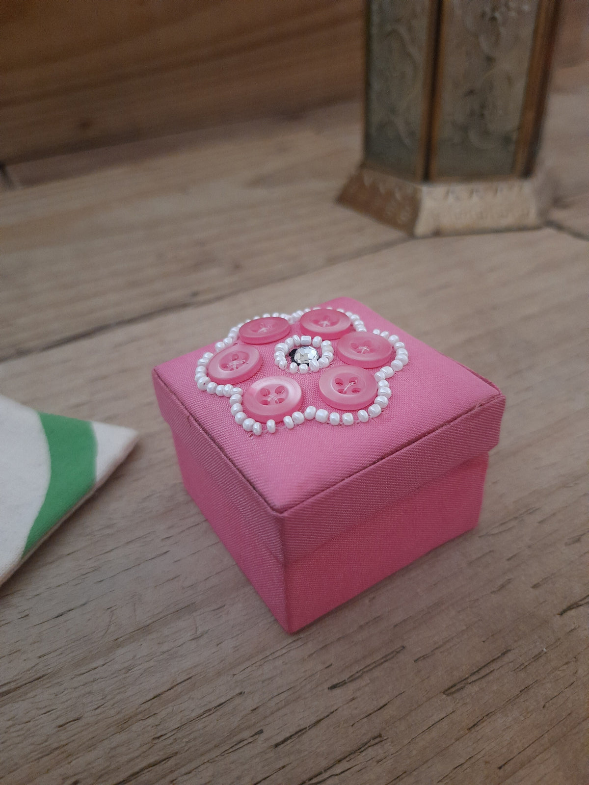 Handmade pink trinket box