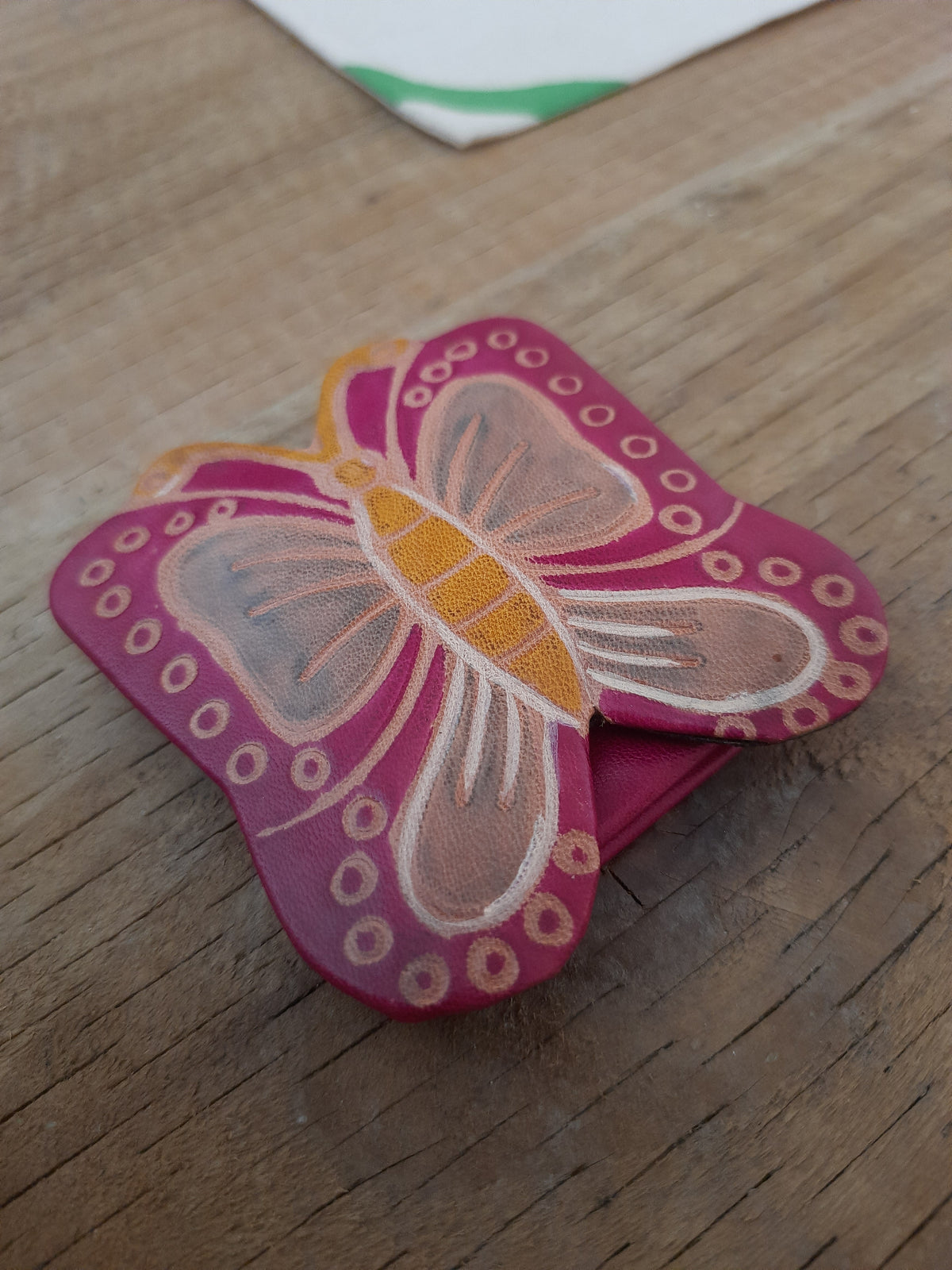 Pink leather coin purse gift for her