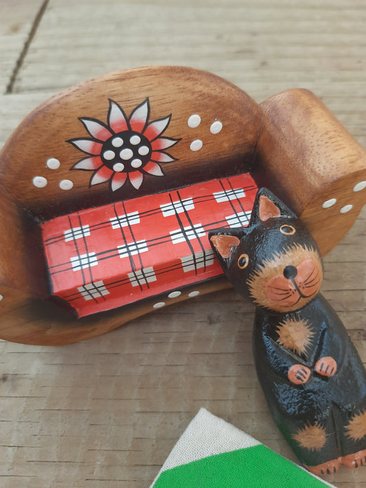 Rustic Wooden Cat Decoration