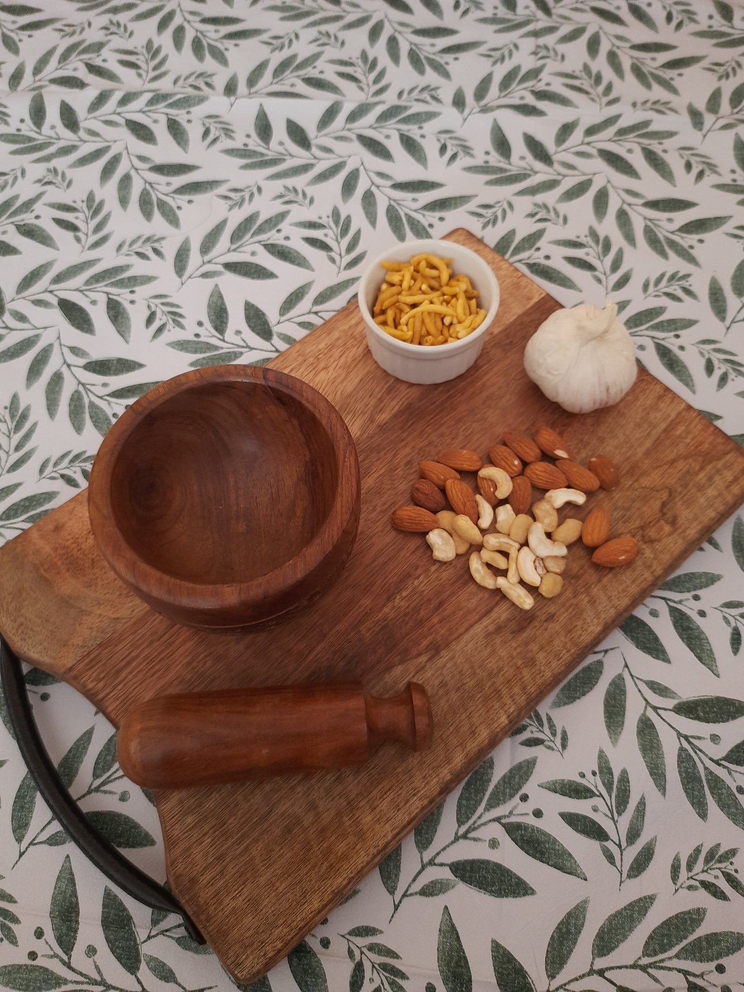 Hand Carved Wooden Mortar and Pestle