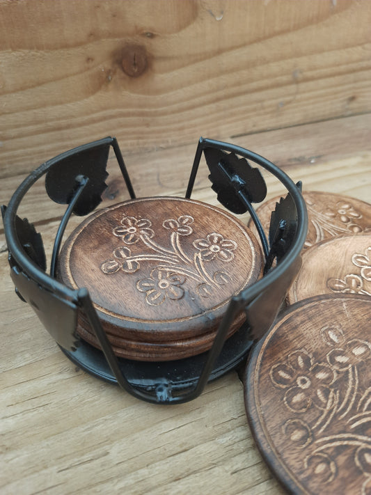 Premium Mango Wood Coasters – Rustic Table Protection