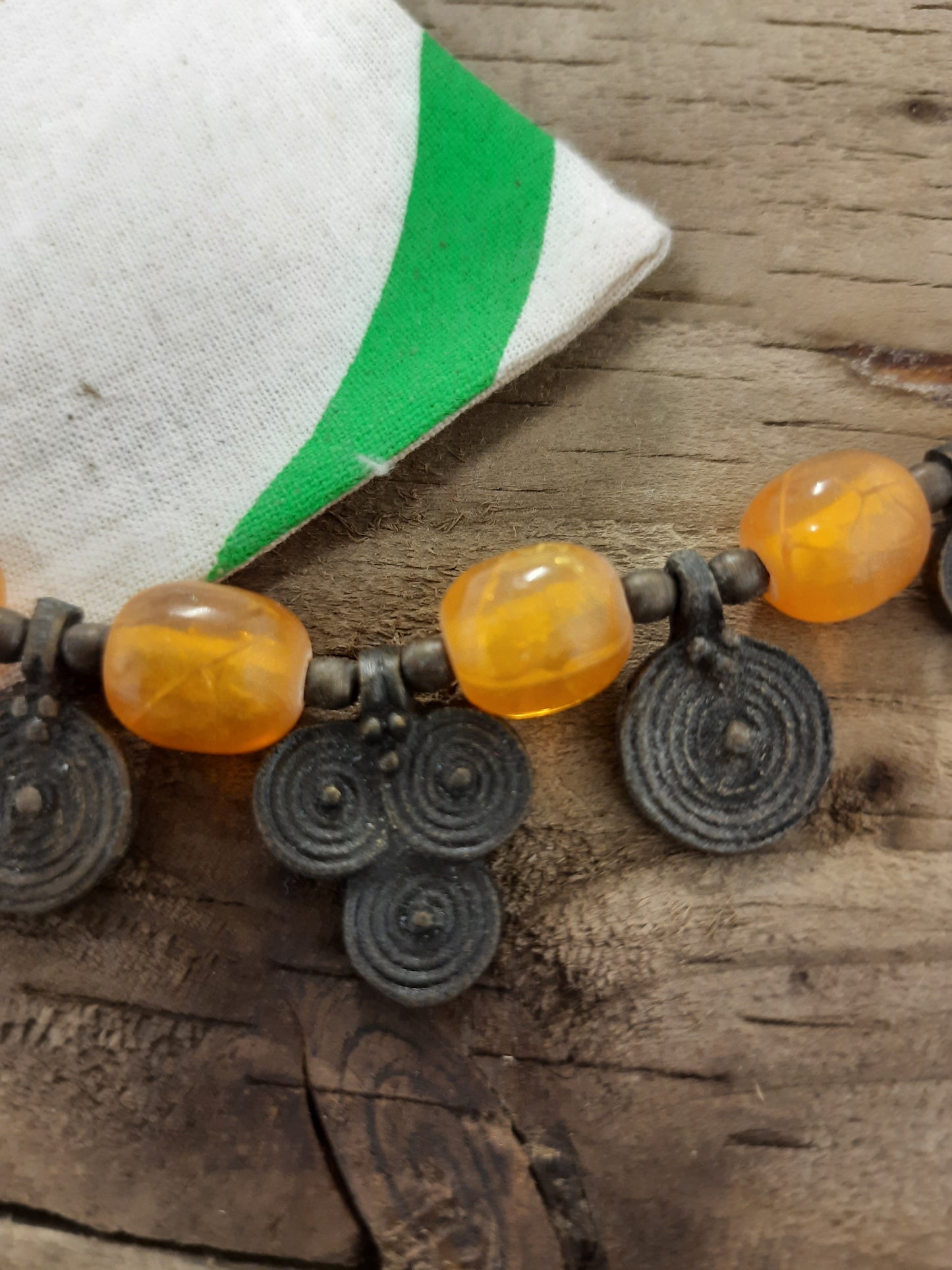 Orange and brown artisan necklace jewellery gift