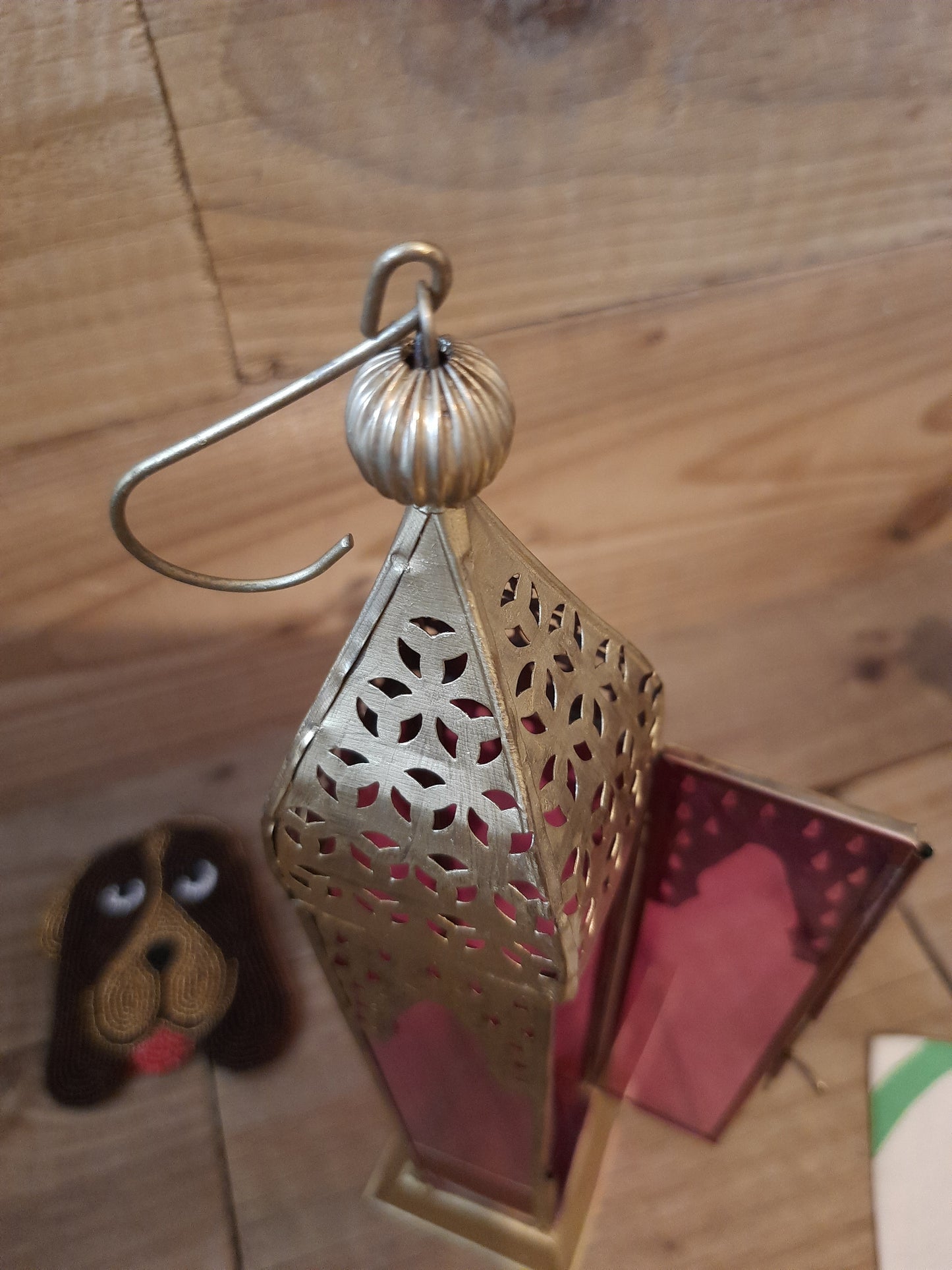 Tall pink Moroccan tea light lantern
