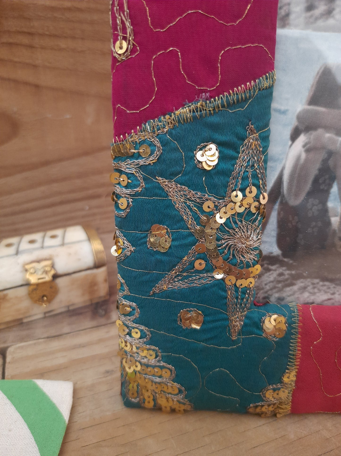 Ornate vintage-inspired photo frame with colourful finish