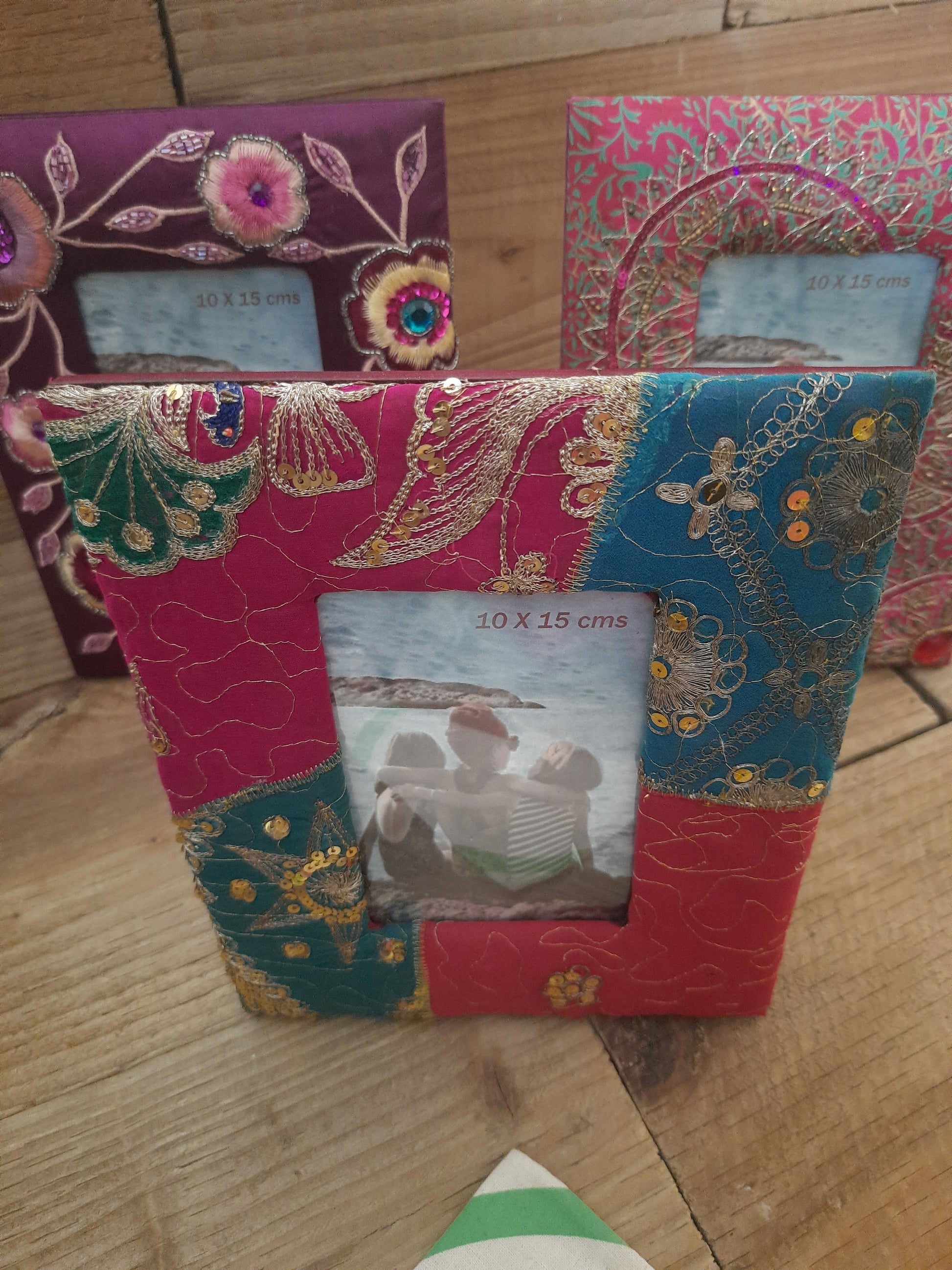 Colourful vintage photo frame with ornate decorative detailing