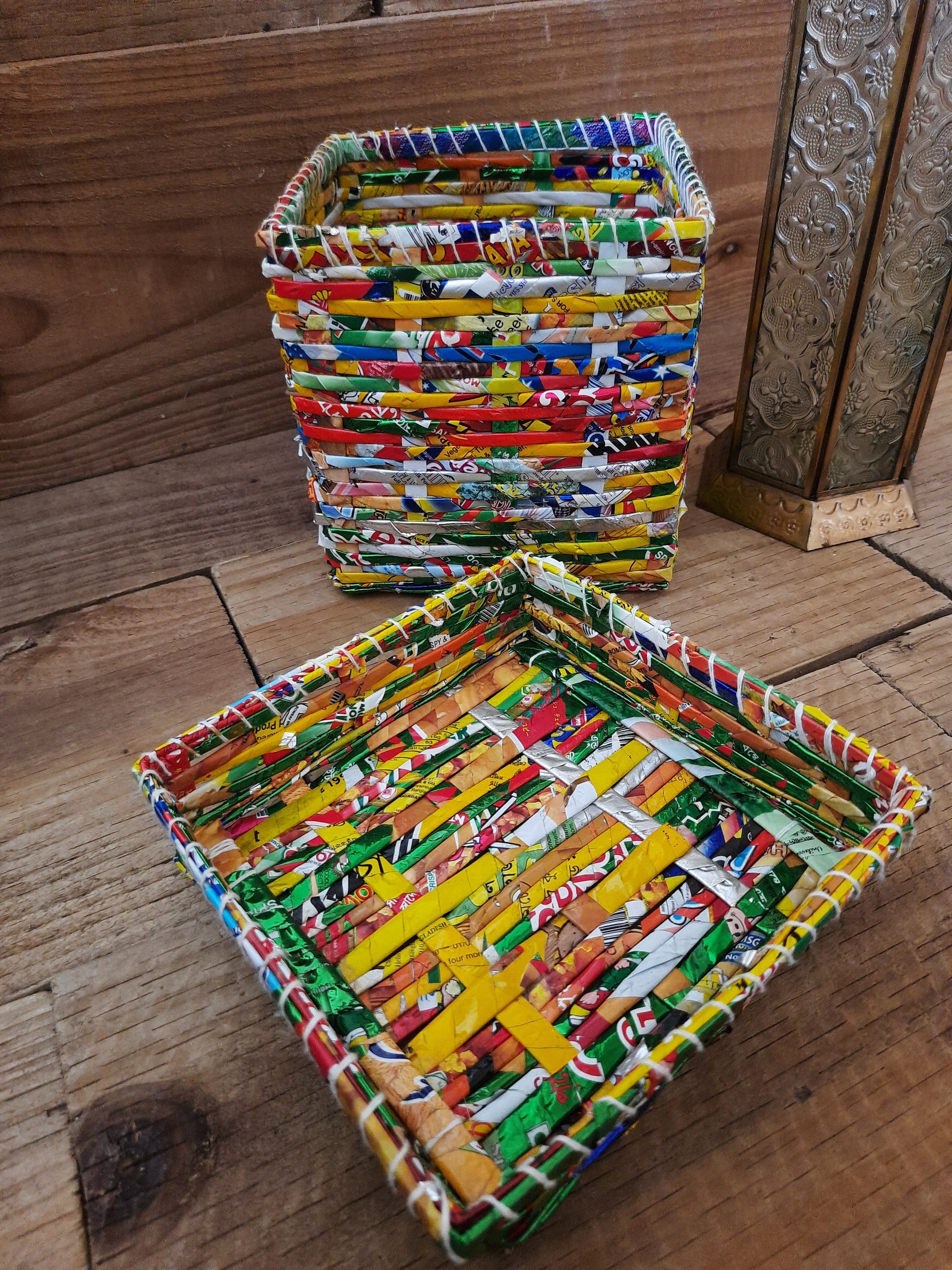 Colourful crisp packet jewellery box