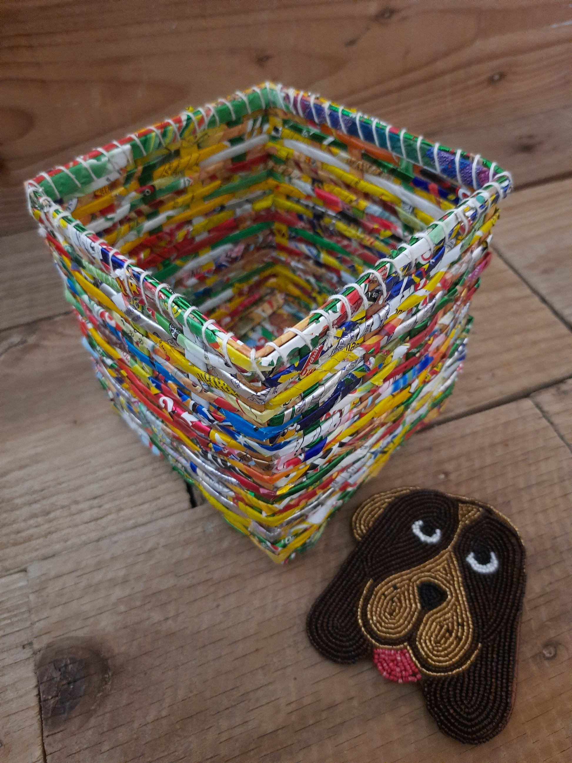 Colourful recycled jewellery box handmade in Indonesia