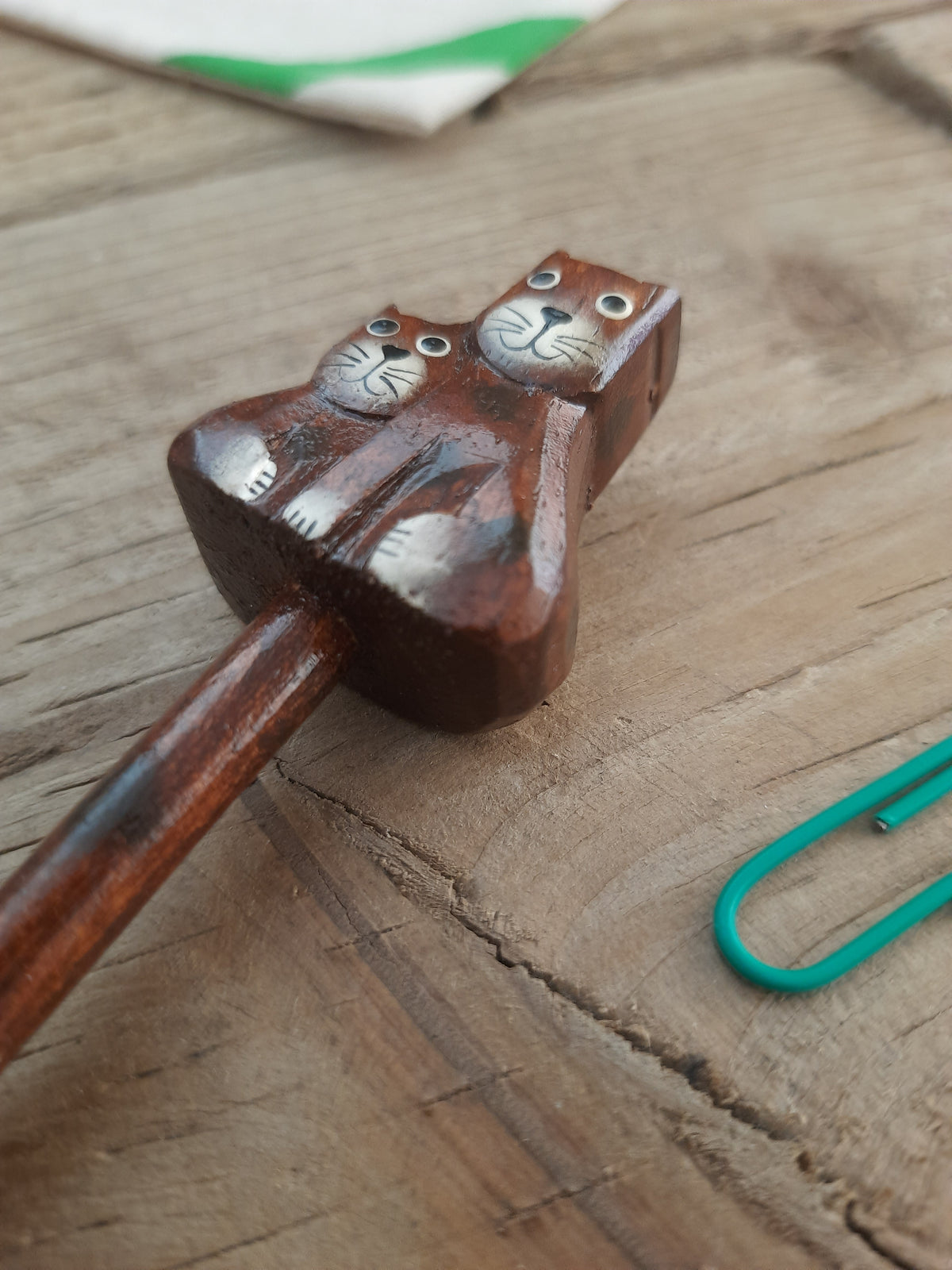 Wooden pencil with cat character