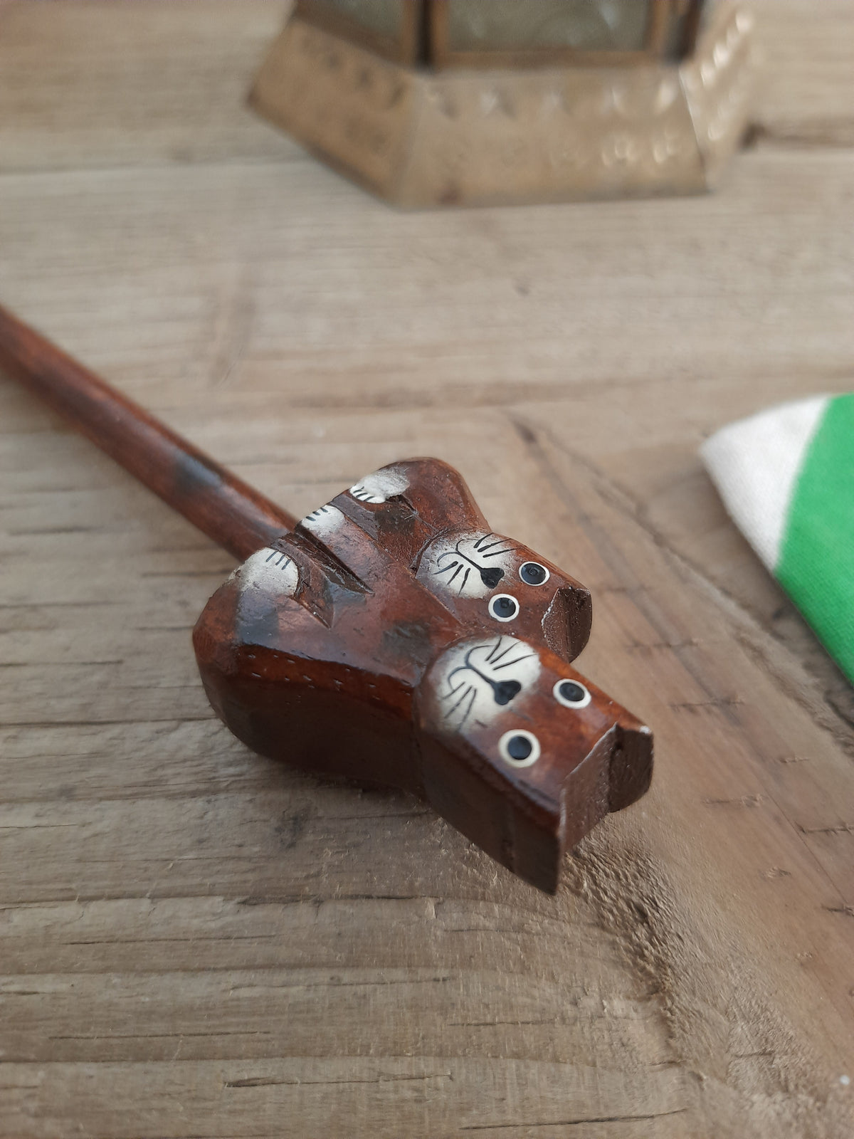 White wooden cat pencil