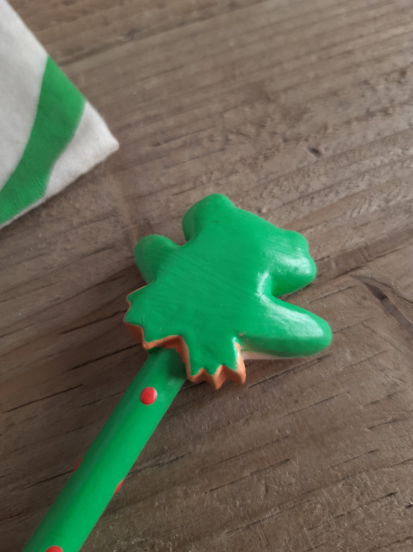 Hand-painted wooden frog pencil