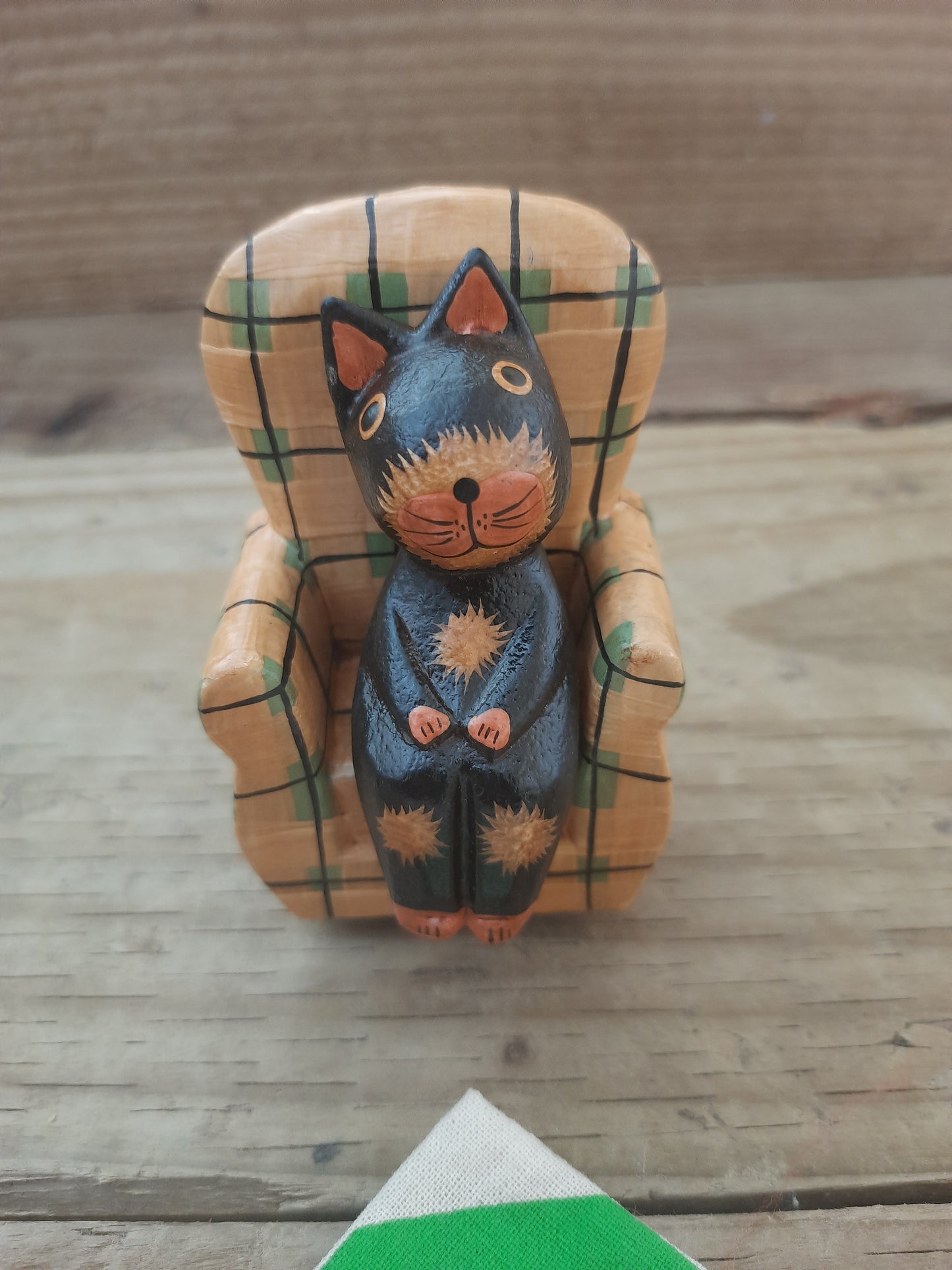 Cute Wooden Cat Figurine