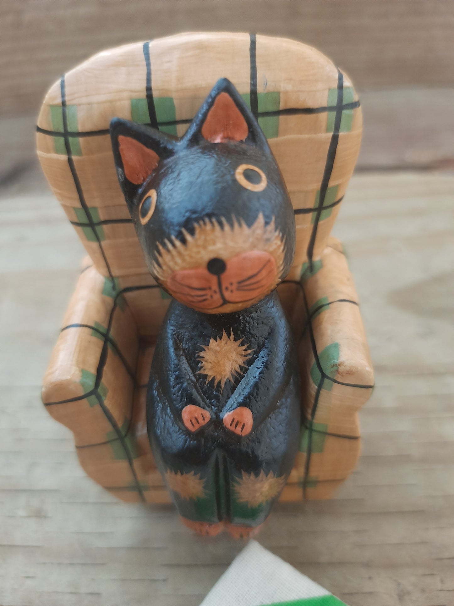 Cute Wooden Cat Figurine
