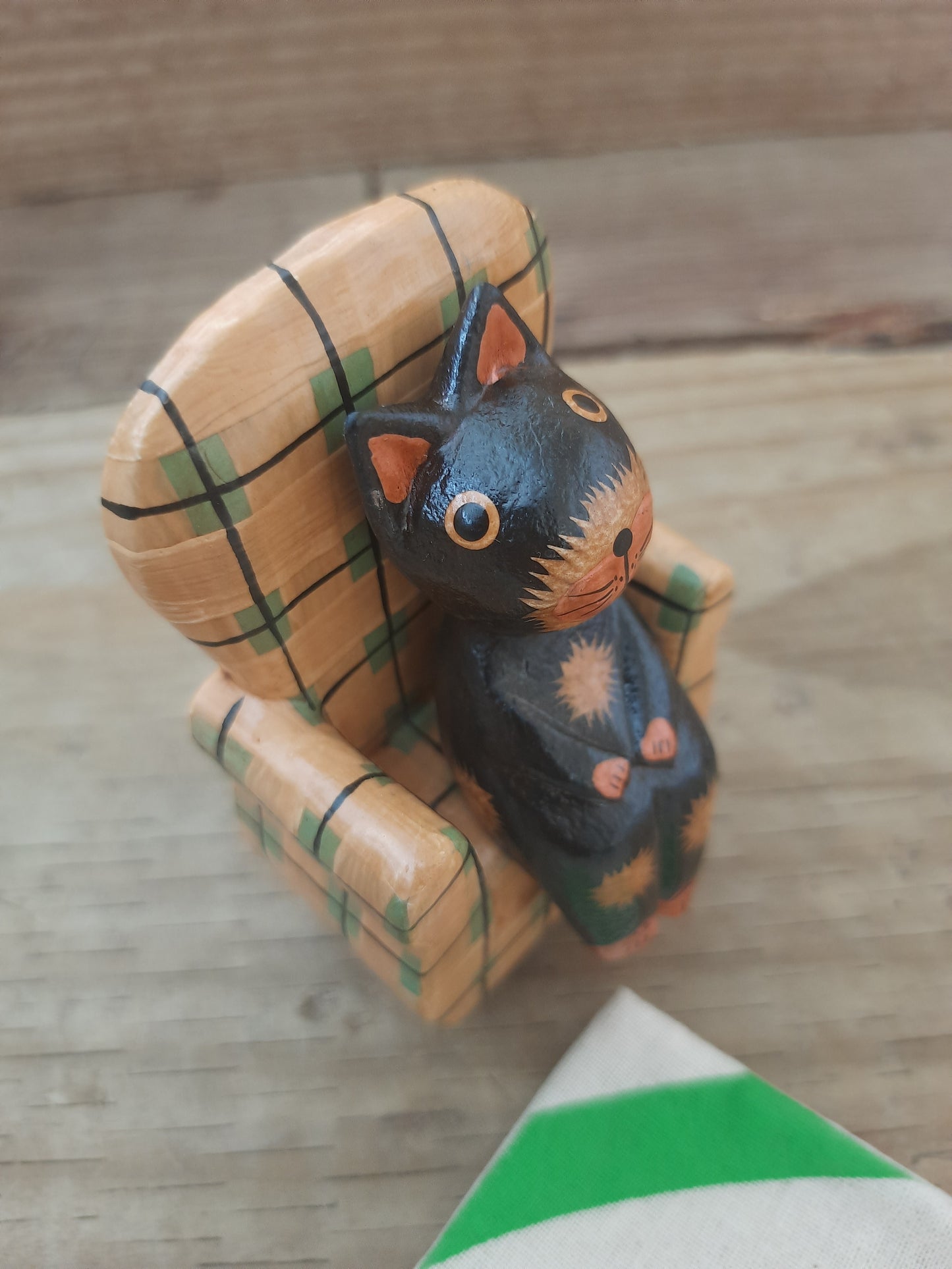 Cute Wooden Cat Figurine