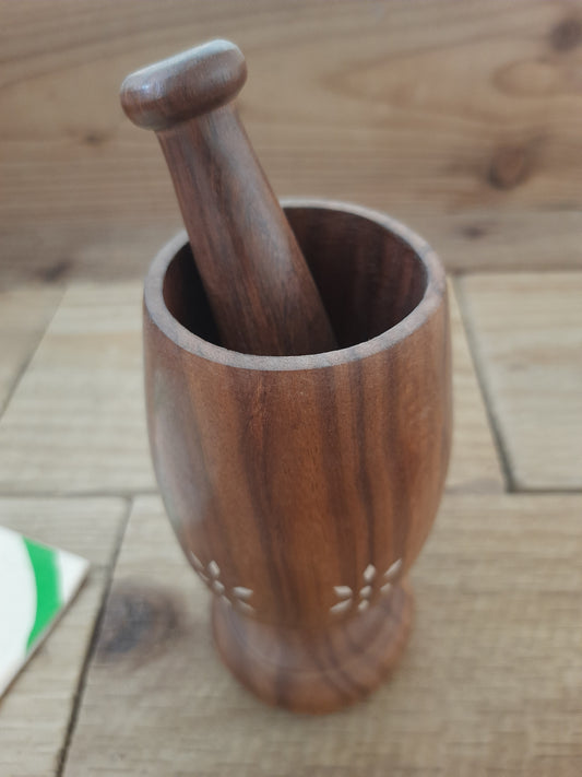 Traditional Wooden Mortar and Pestle