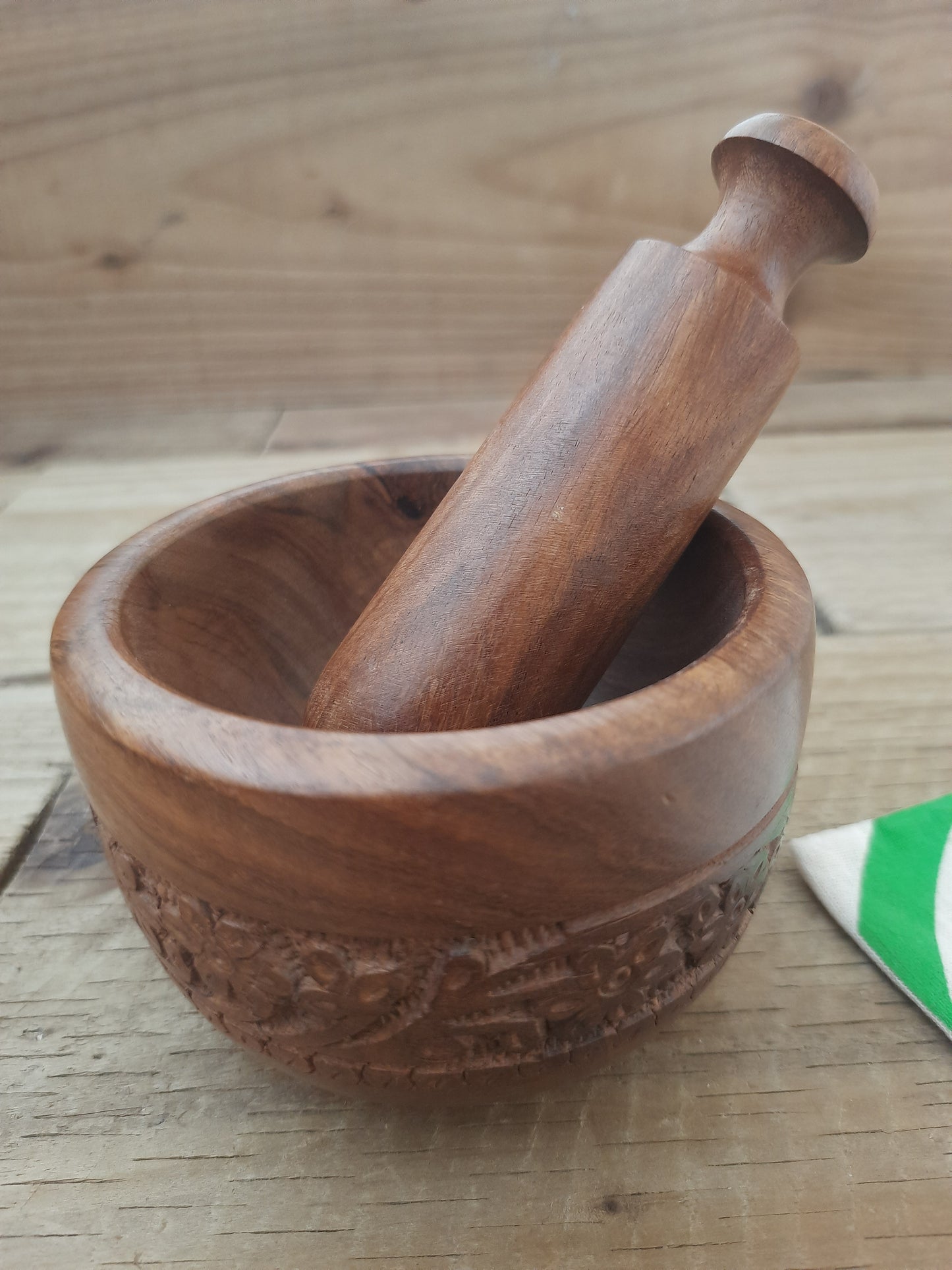 Natural Wood Mortar Pestle Kitchen Tool