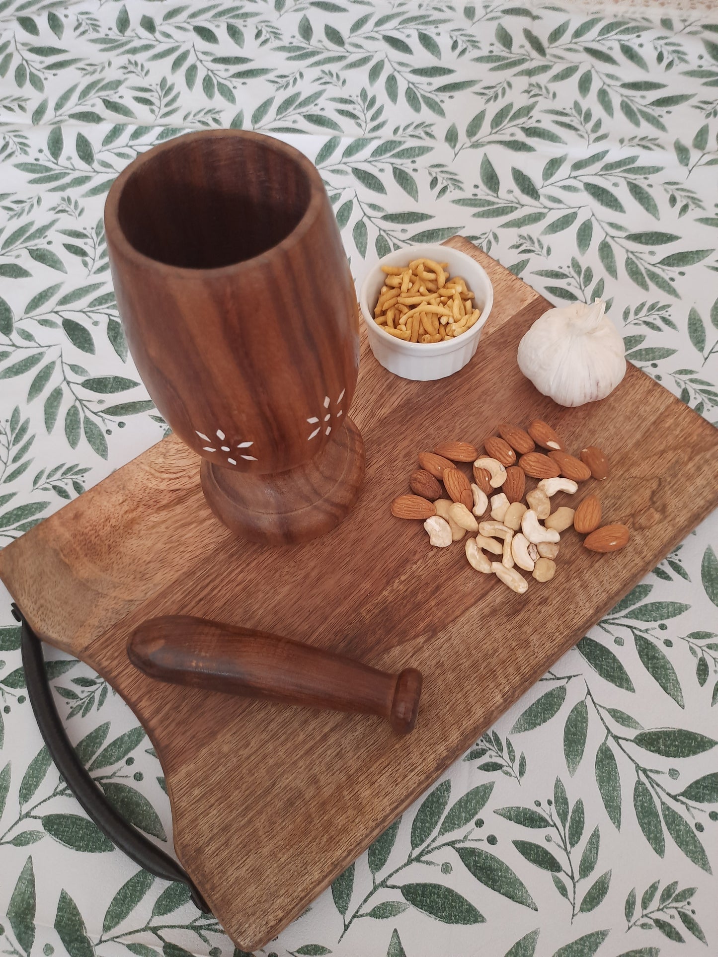 Traditional Wooden Mortar and Pestle