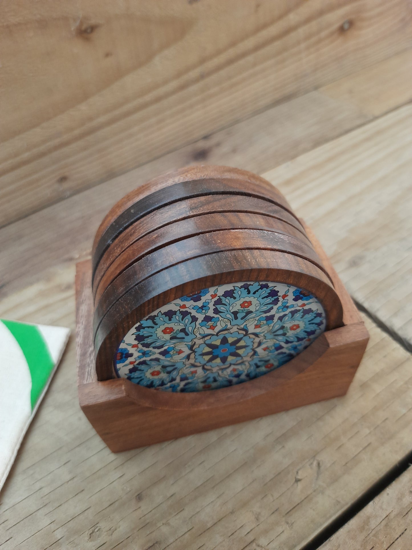 Eco-Friendly Wooden Drink Coasters – Set of 6 Sustainable Natural Wood Coasters