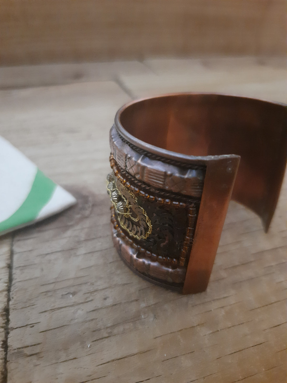 Brown Beaded Half Cuff Bracelet