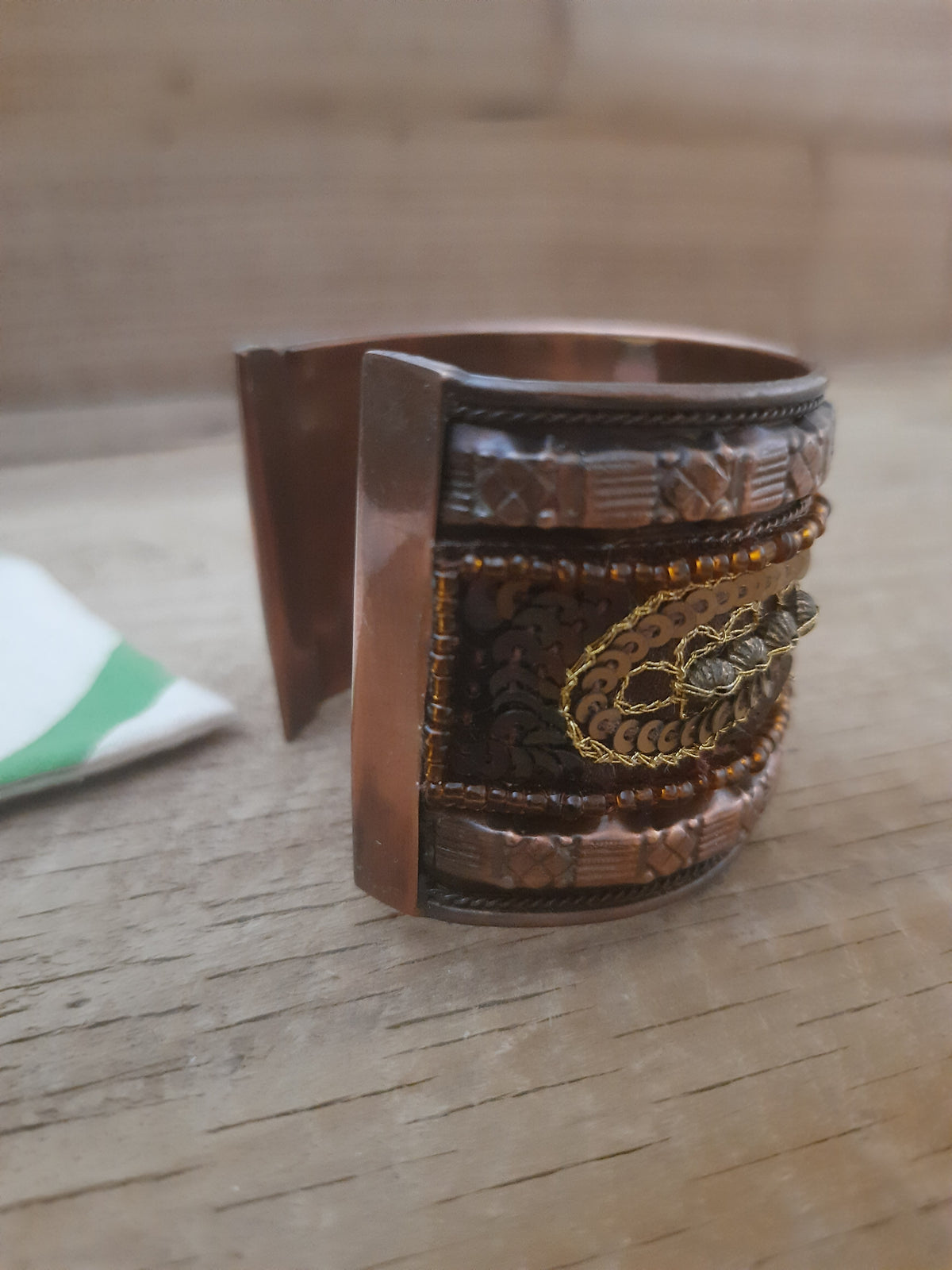 Brown Beaded Half Cuff Bracelet