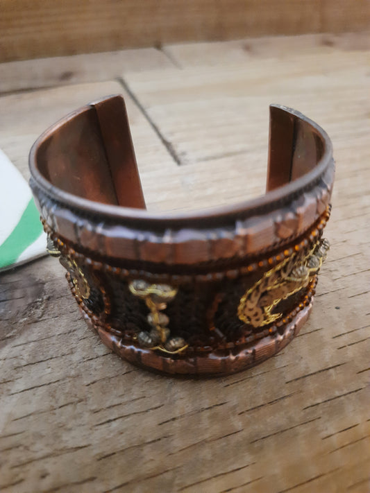 Brown Beaded Half Cuff