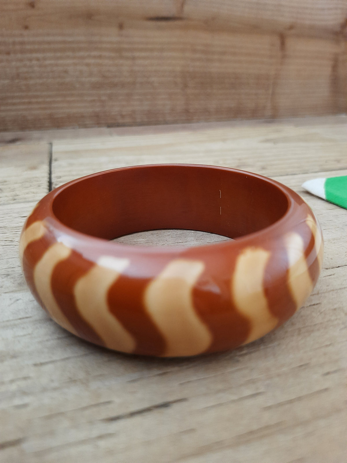 Fair Trade chunky bangle in brown and light brown