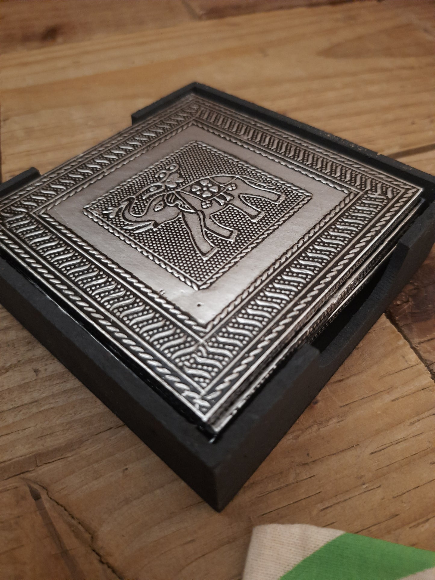Set of six elephant design coasters