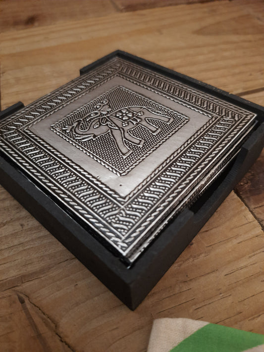 Set of six elephant design coasters