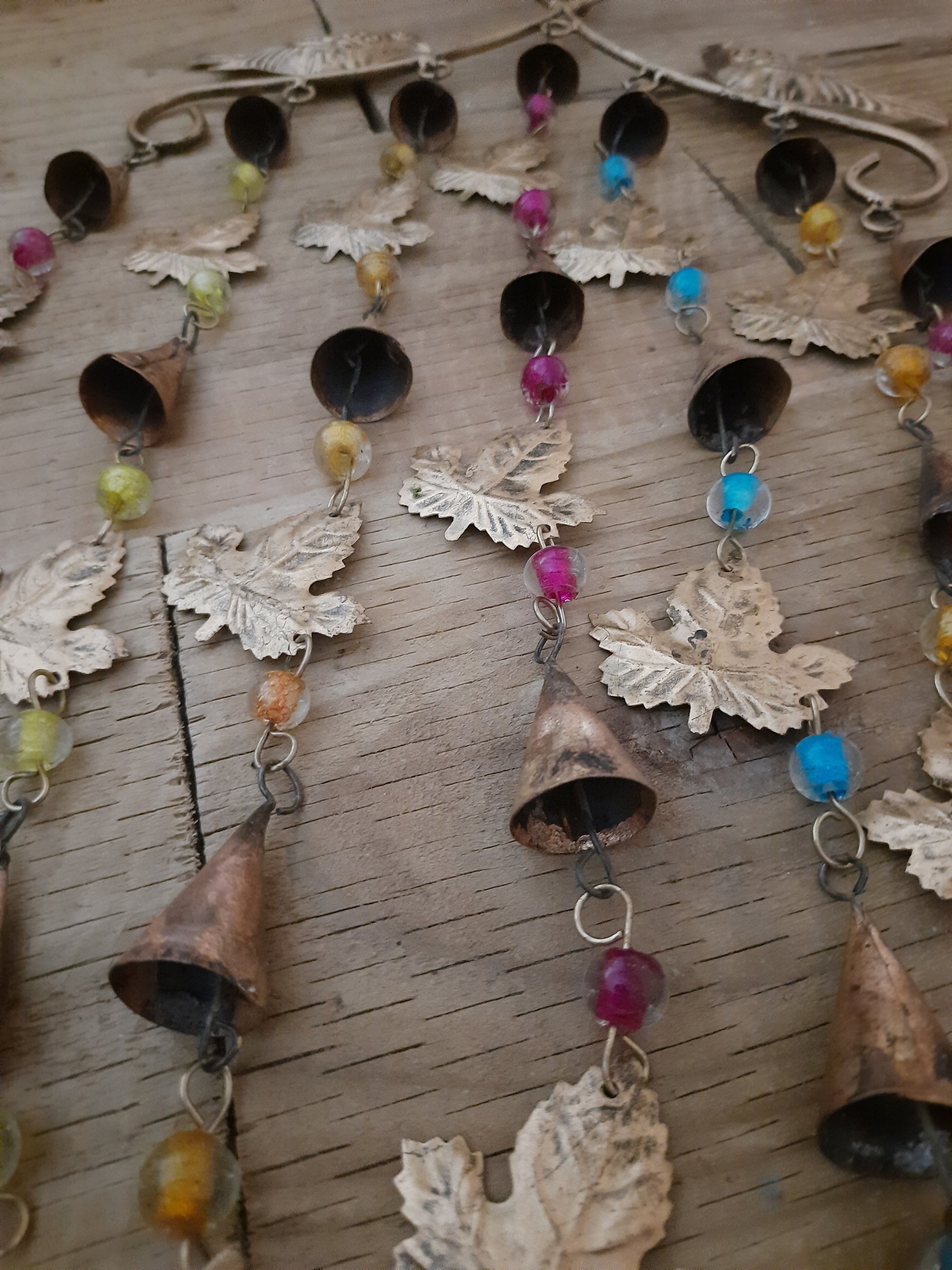 Handmade bird and leaf wind chime for garden decoration