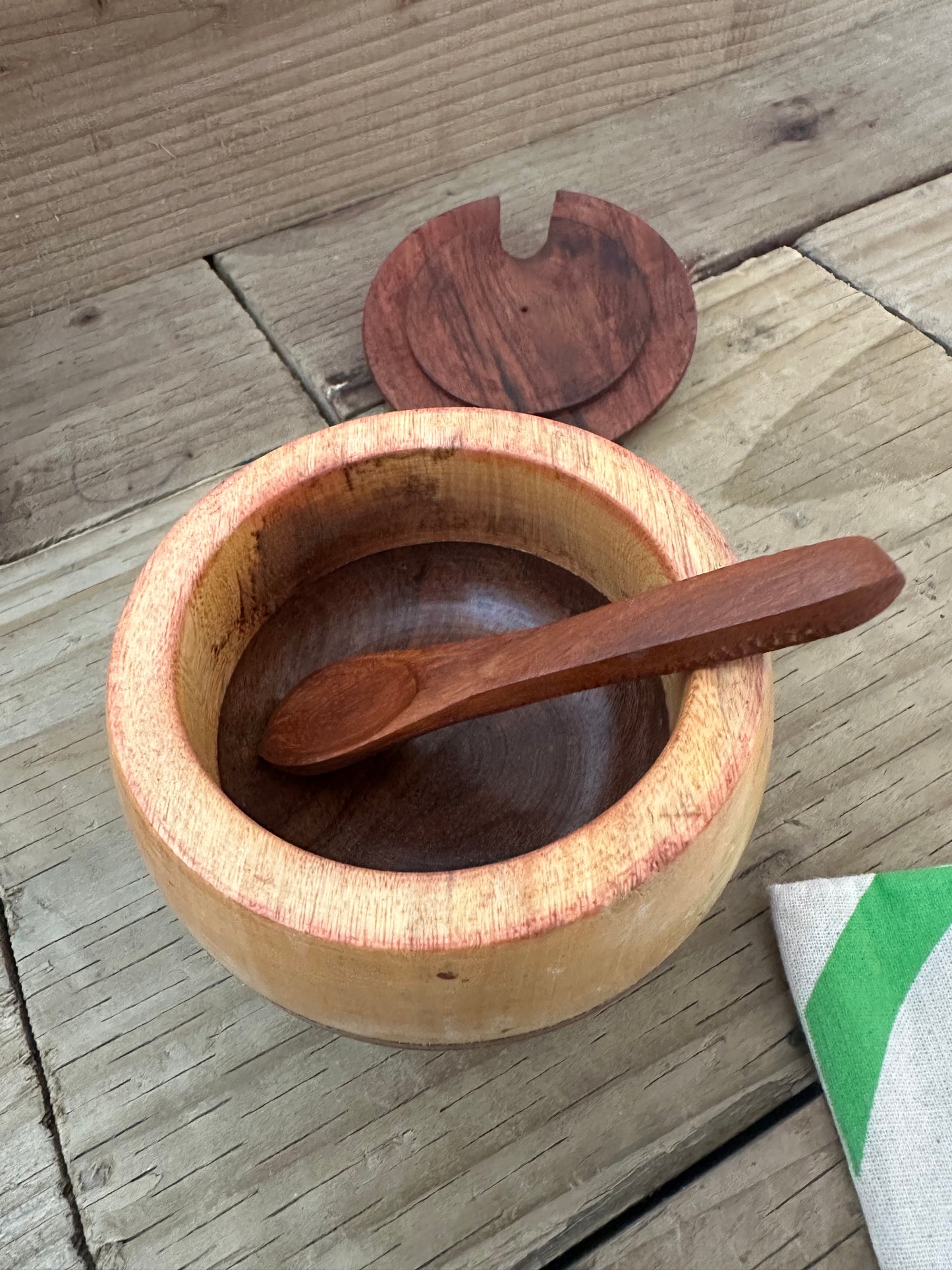 Wooden Sugar Pot with Lid