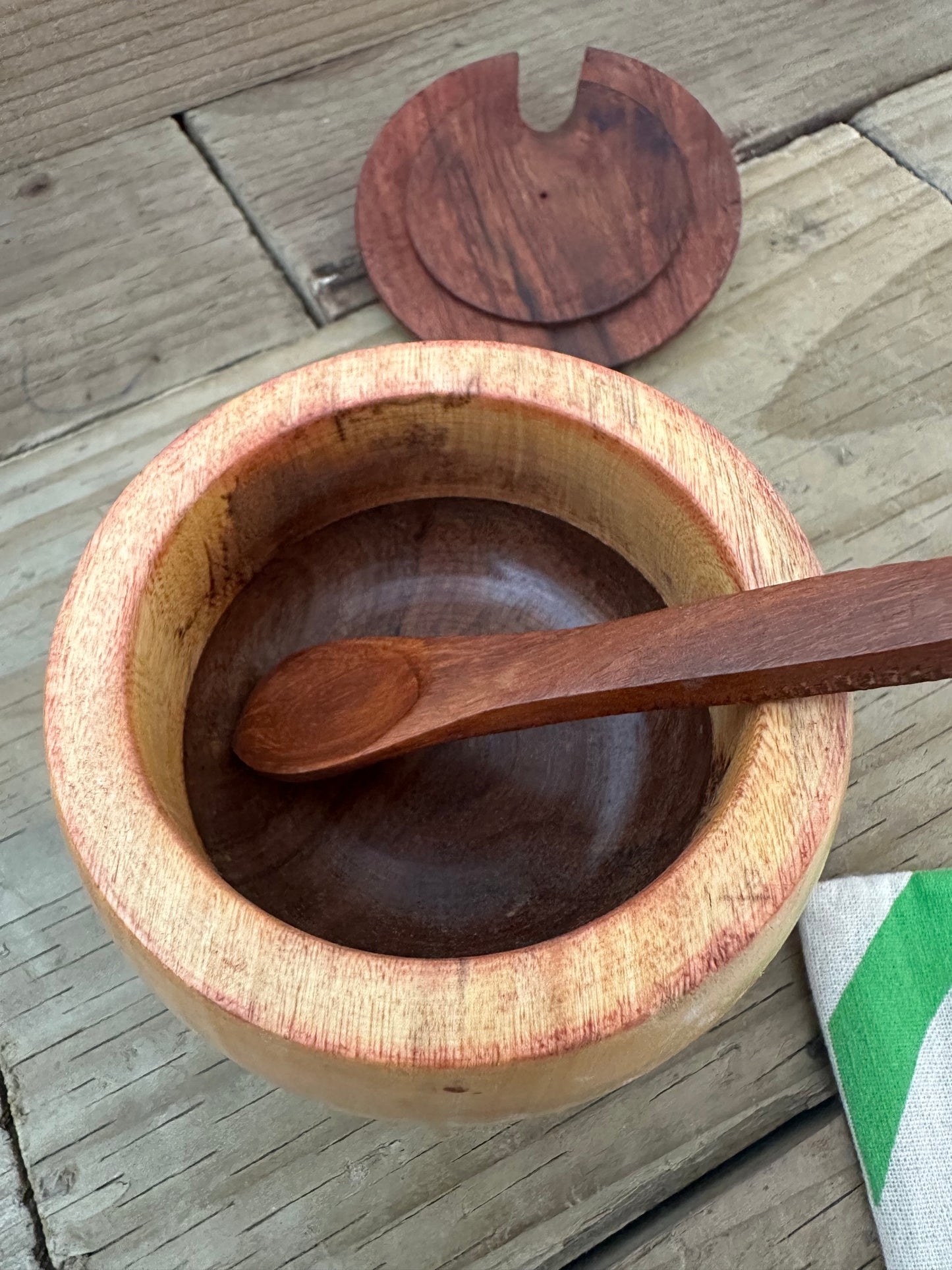 Wooden Sugar Pot with Lid