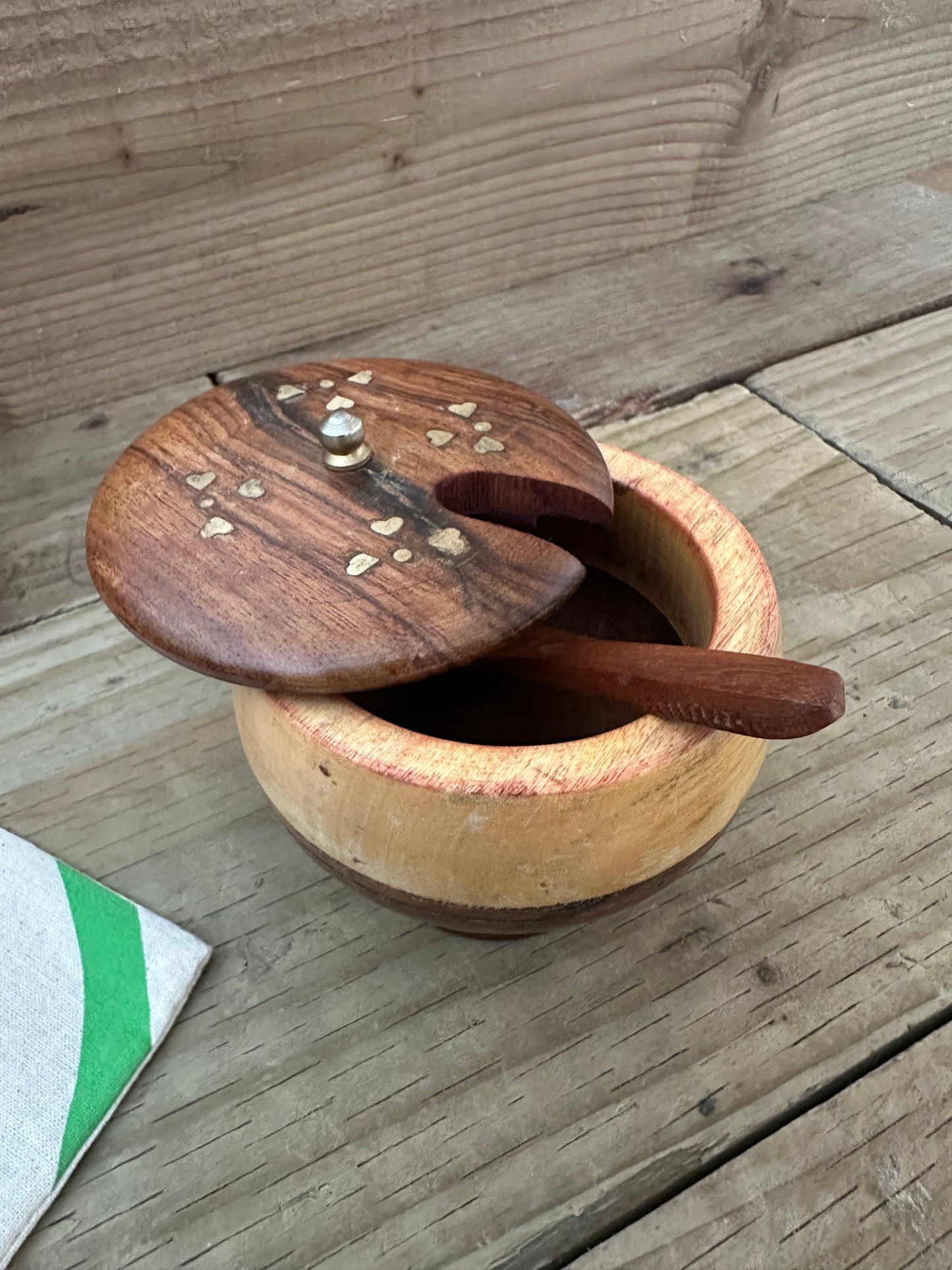 Wooden Sugar Pot with Lid