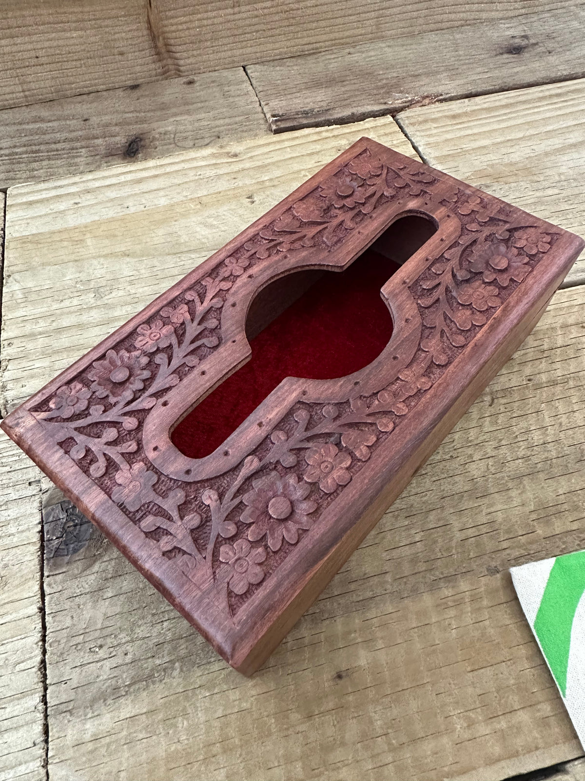 Floral Sheesham wood tissue box
