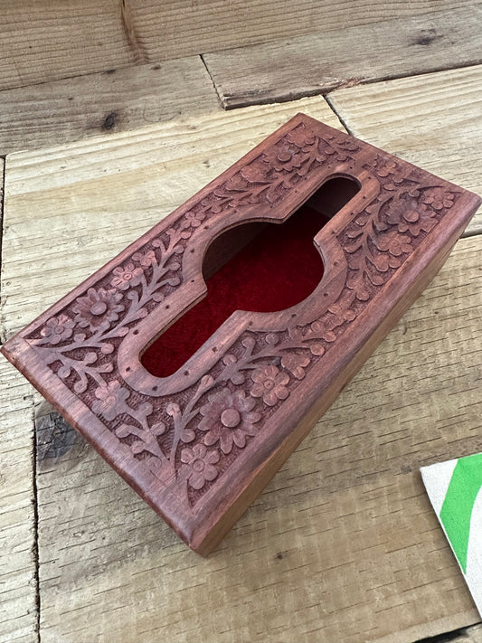 Floral Sheesham wood tissue box