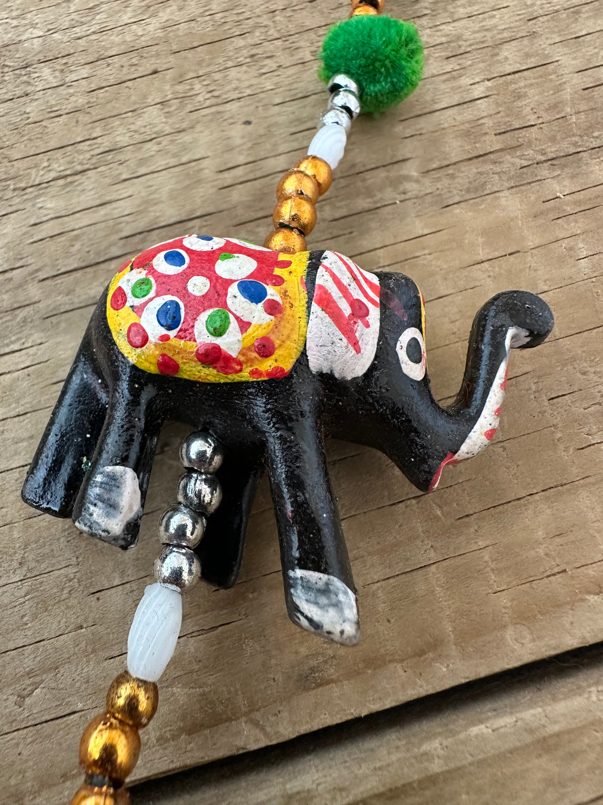 Blue and black wooden elephant decorations