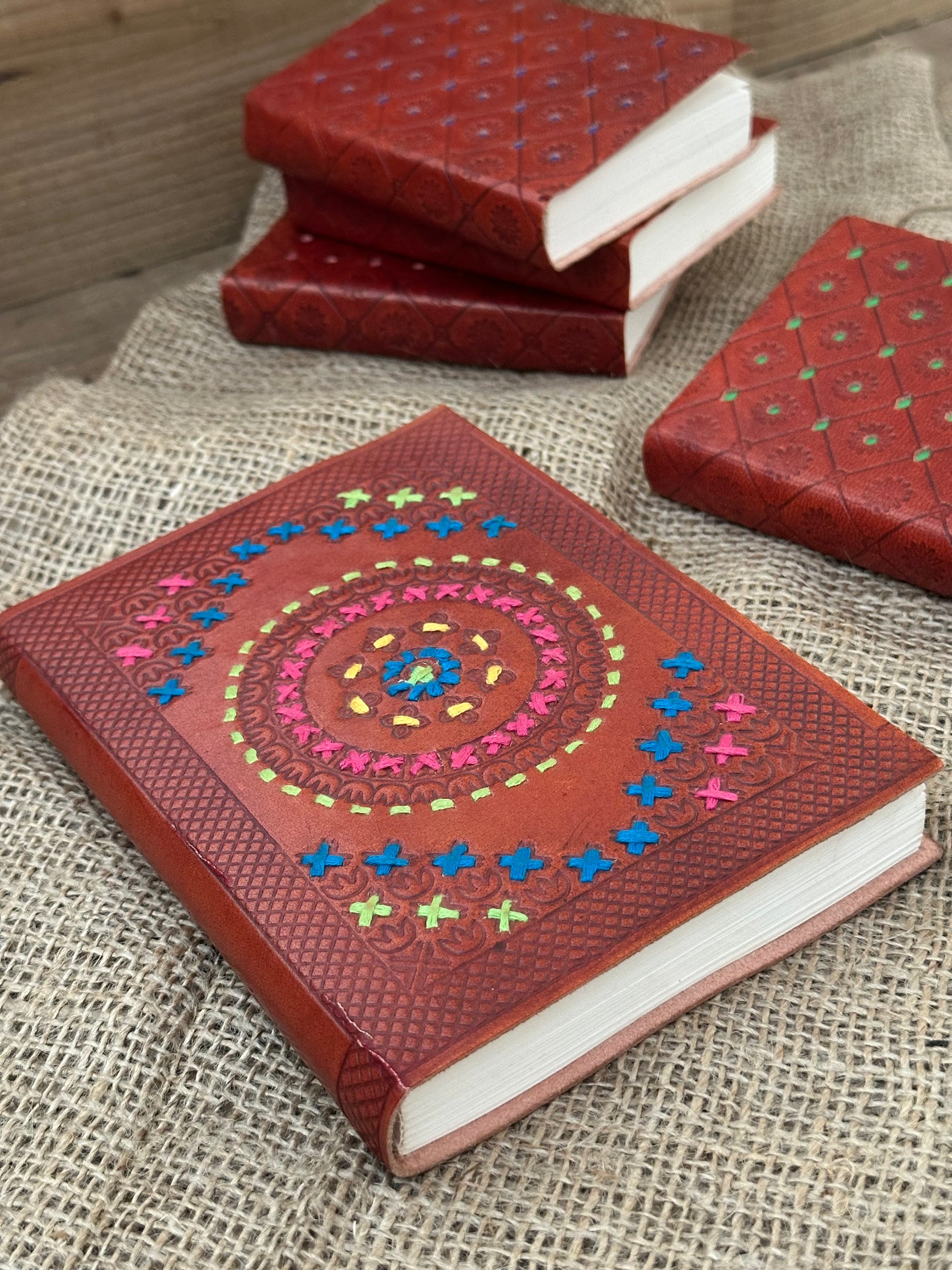 leather bound notebook handmade with natural leather