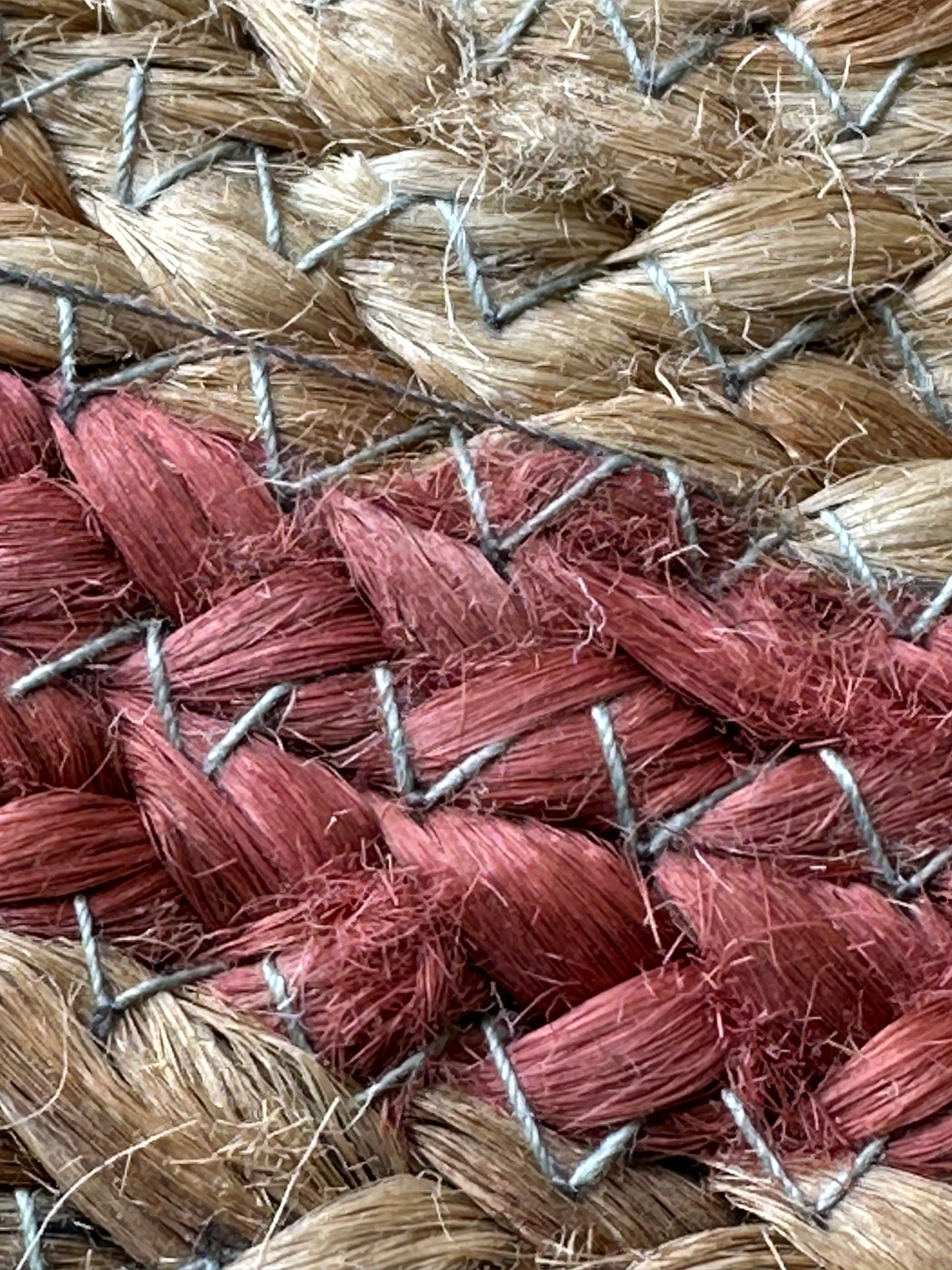 Round jute rug adding natural texture to home décor