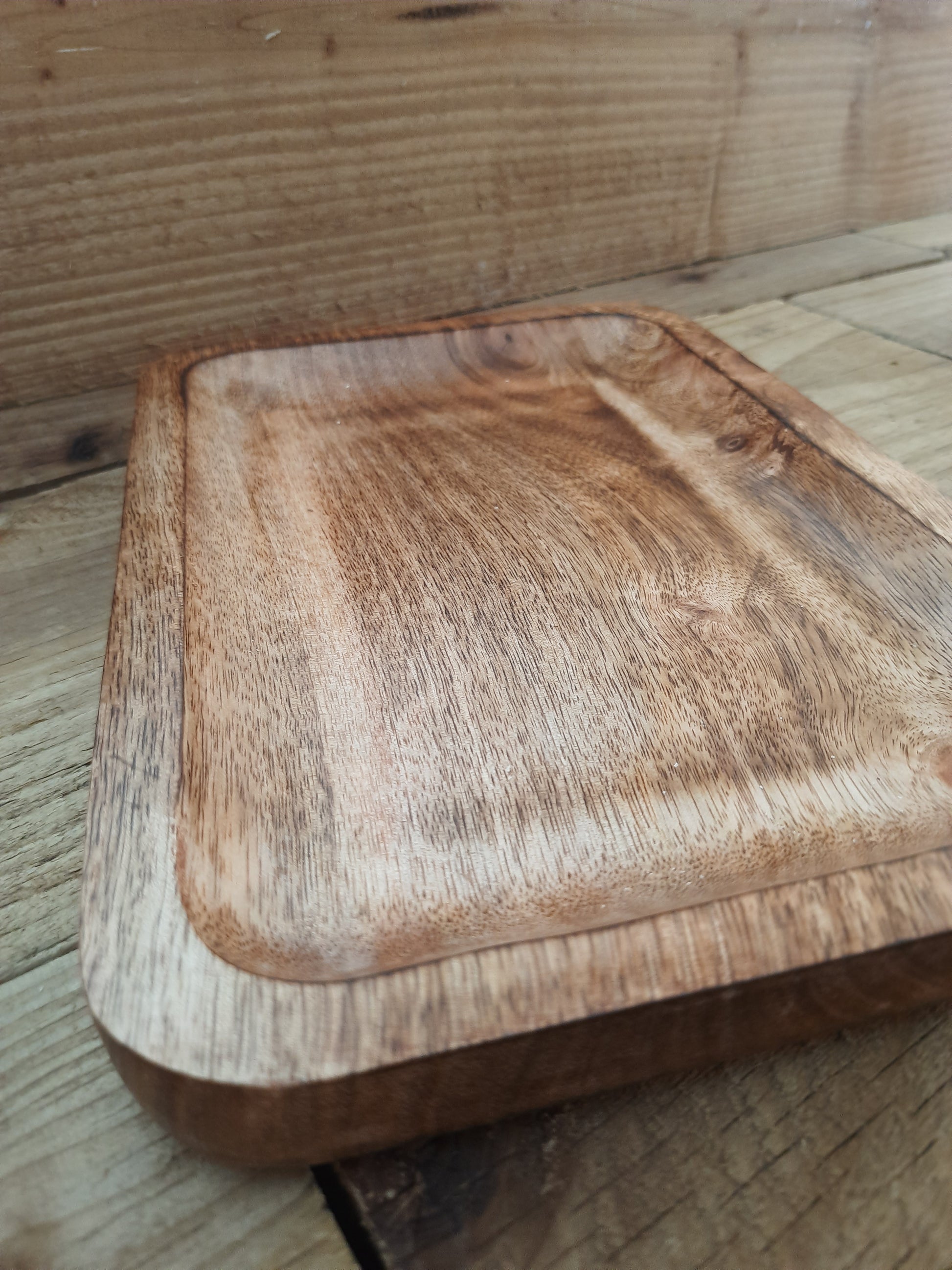 Natural mango wood serving tray with rustic character