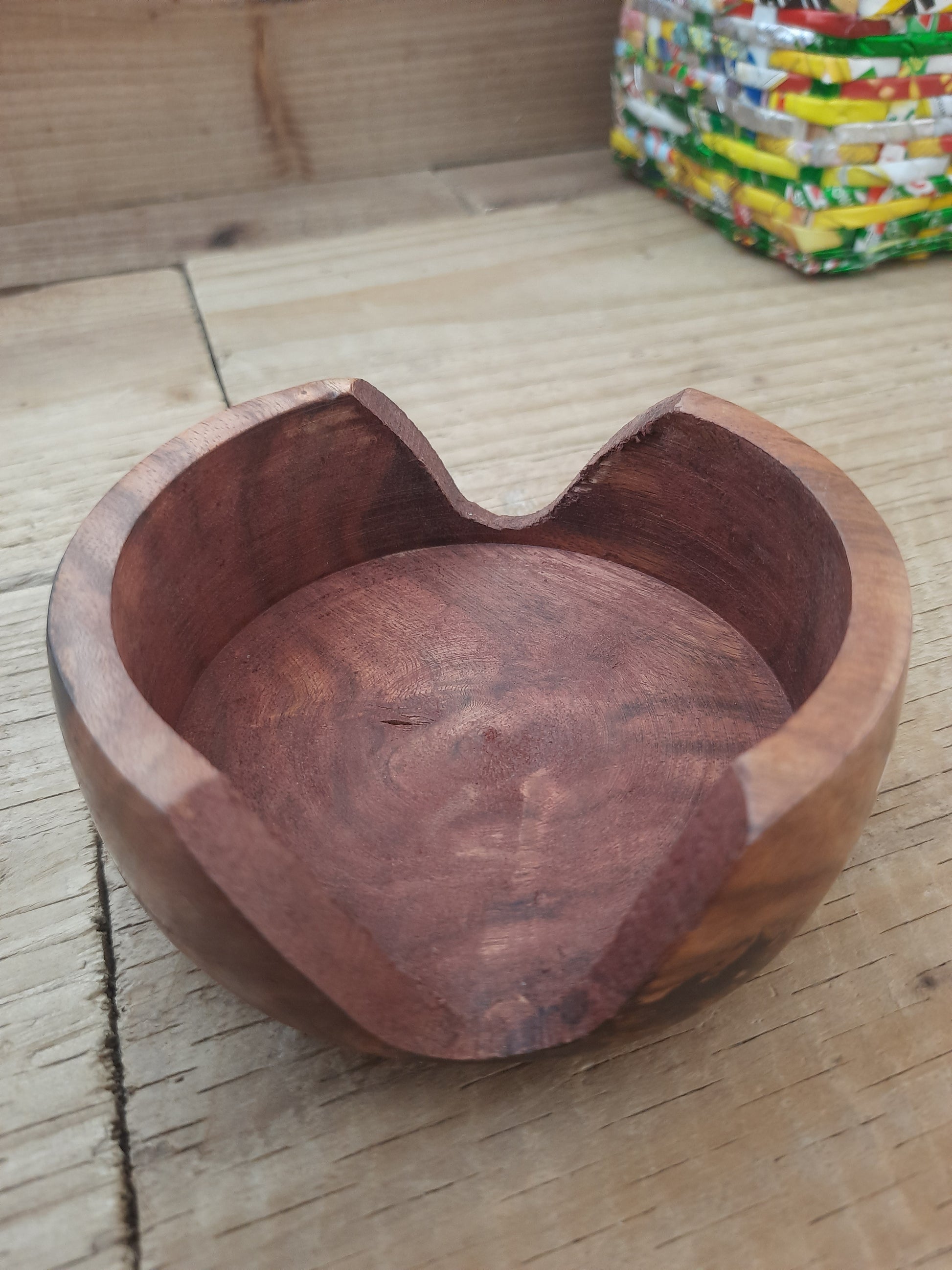 Handcrafted rosewood coaster set of six with matching holder