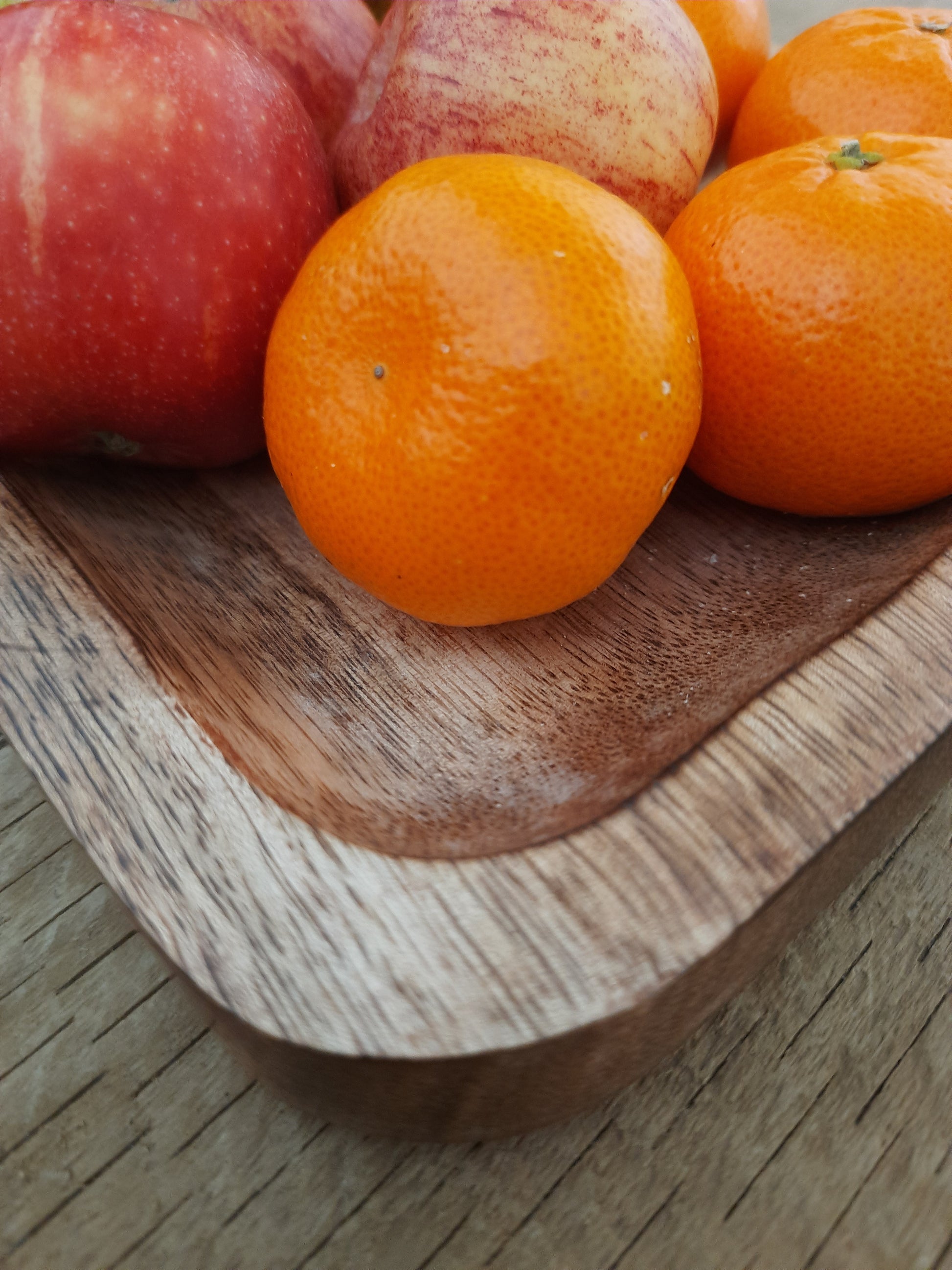 Rustic wooden serving tray displayed on a table