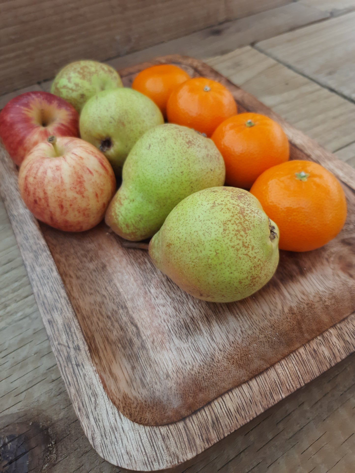 Rustic wooden serving tray for serving drinks