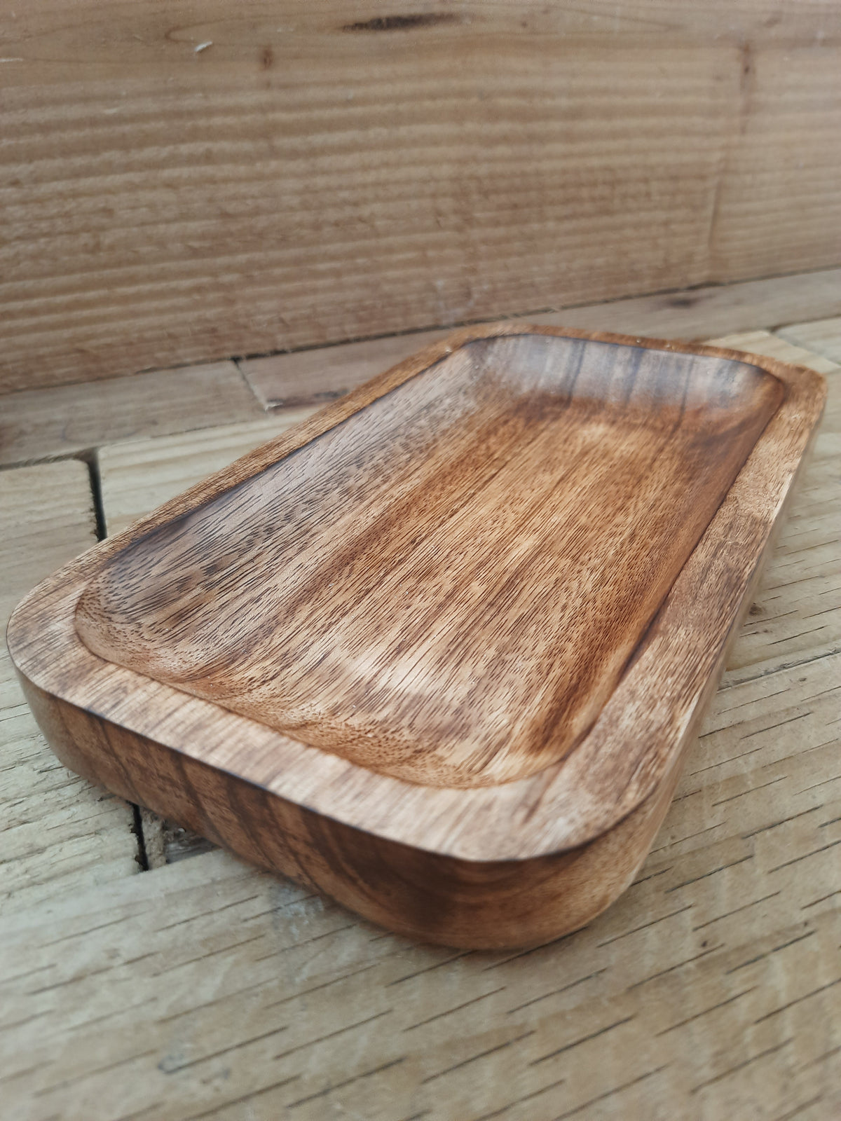 Rustic natural wooden tray for serving food