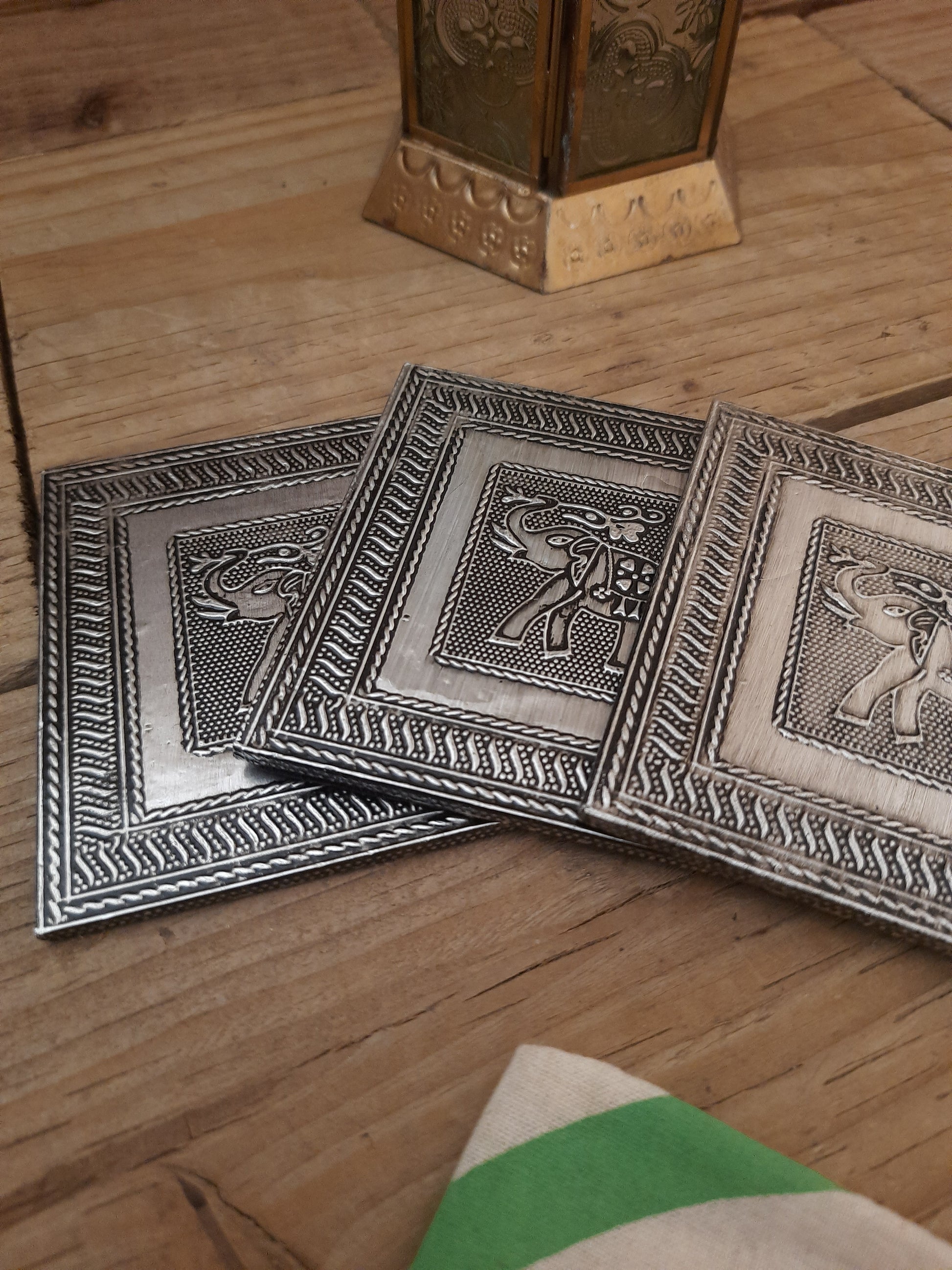 Elephant design coasters arranged together