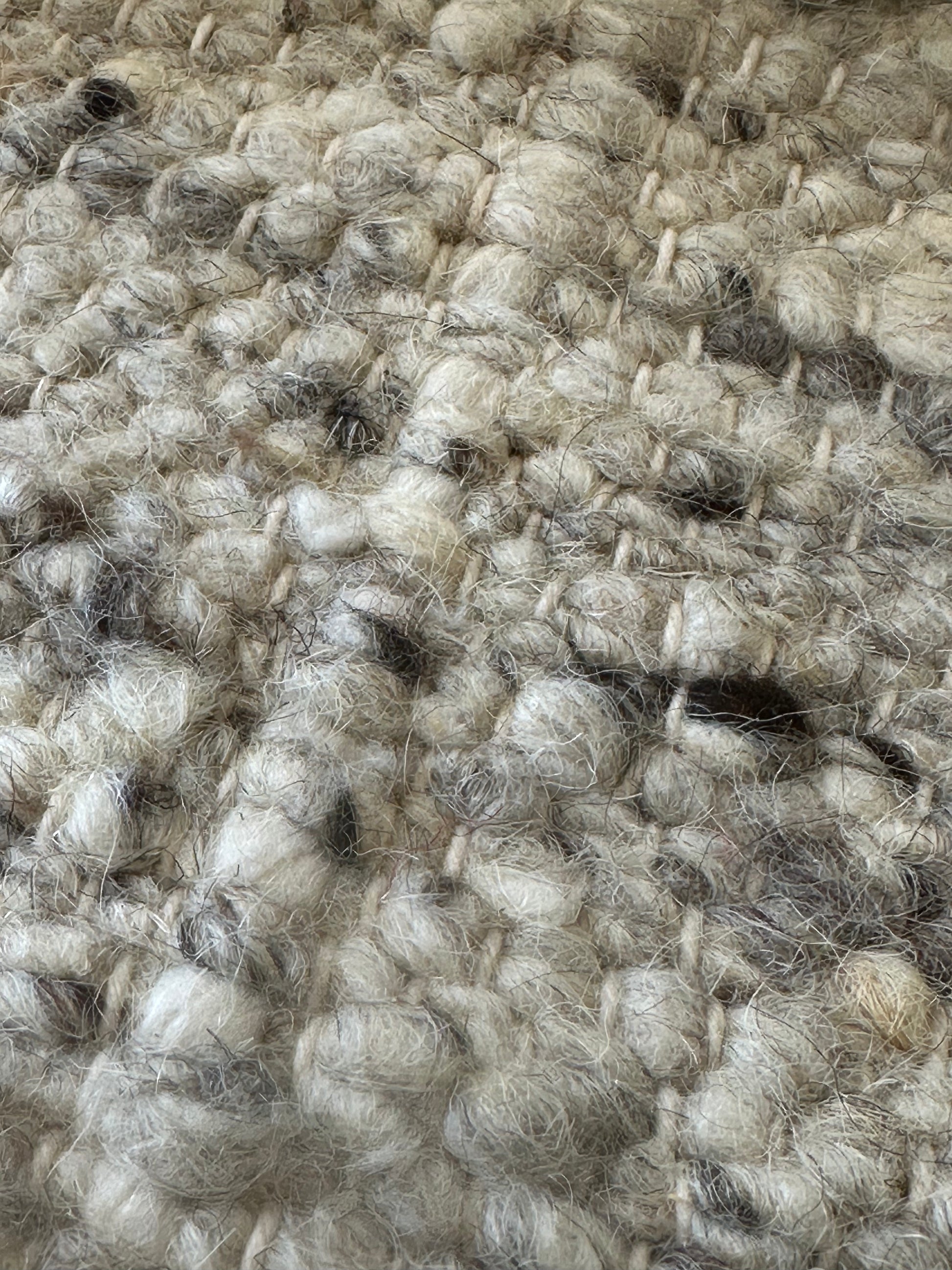 Grey and white wool cotton floor rug