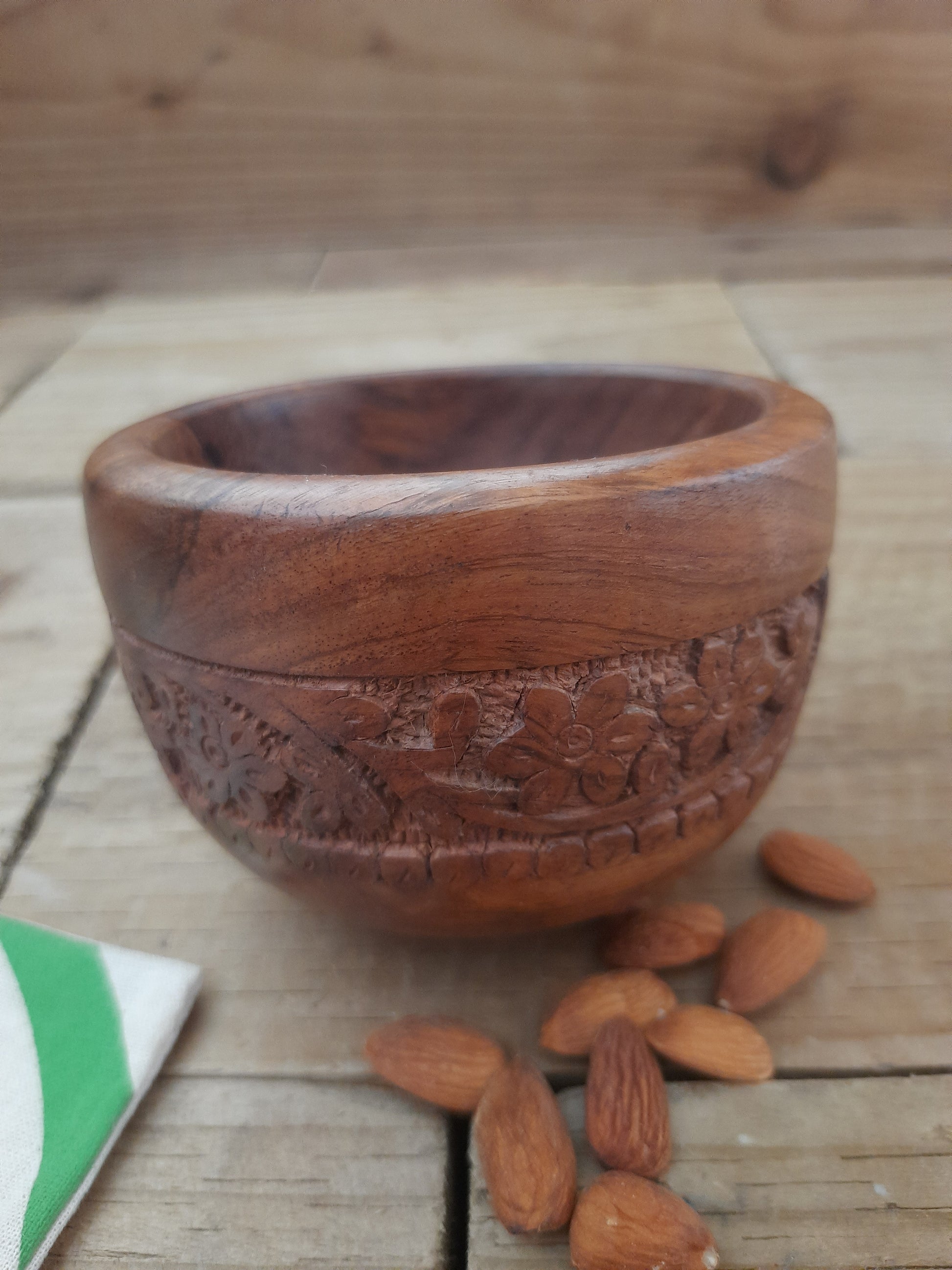 Wooden mortar and pestle for grinding herbs and spices