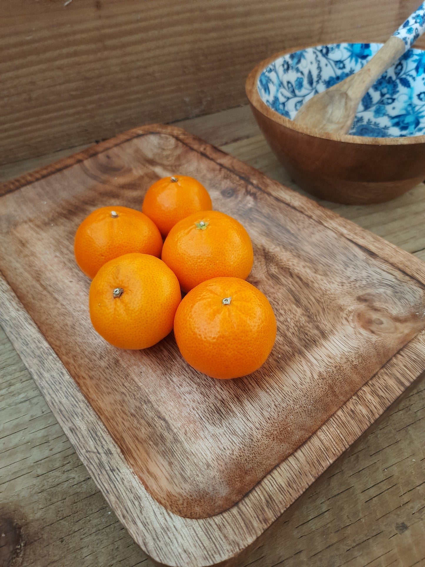Rustic wooden serving tray made from genuine mango wood