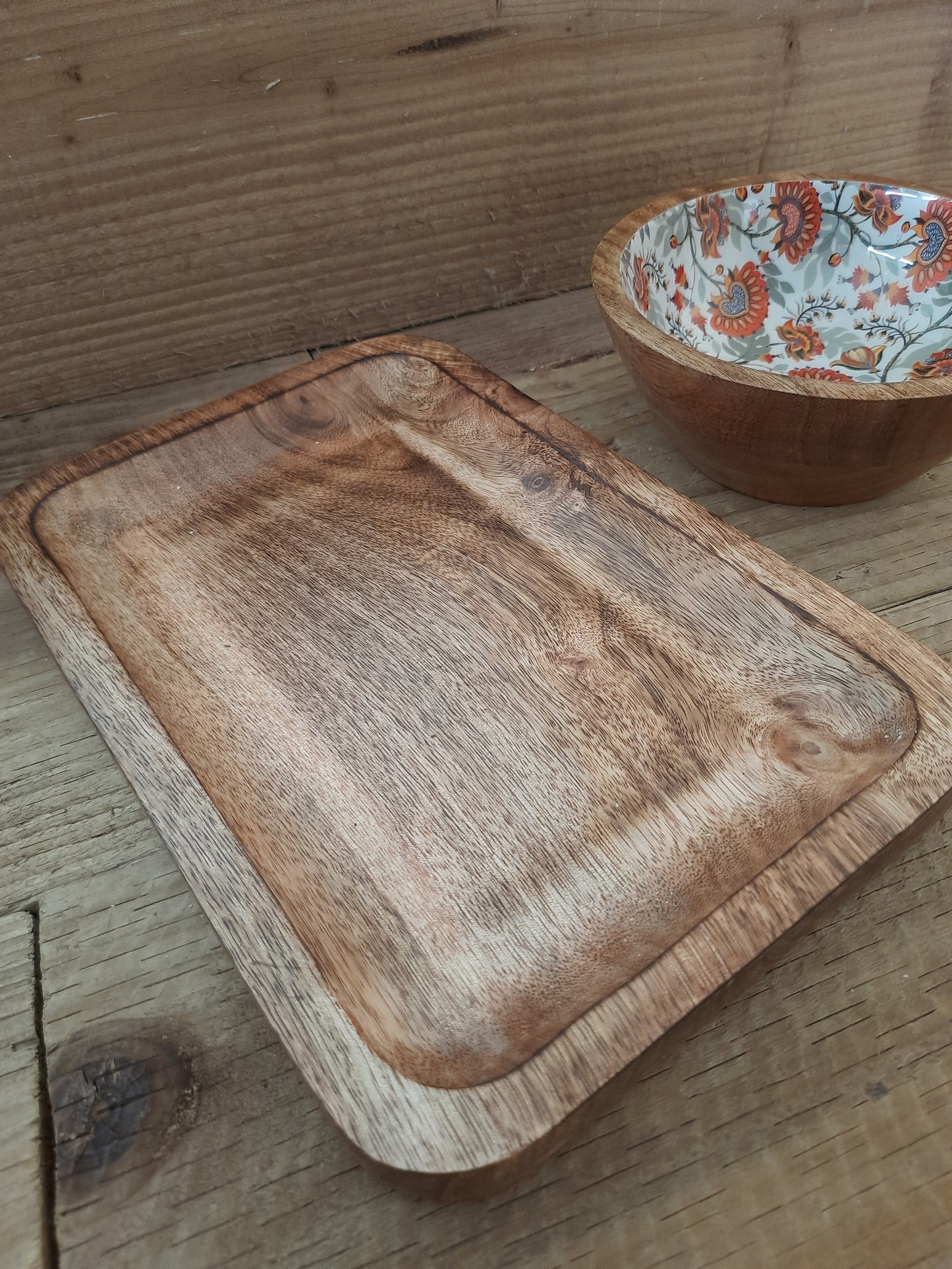 Wooden serving tray suitable for breakfast in bed