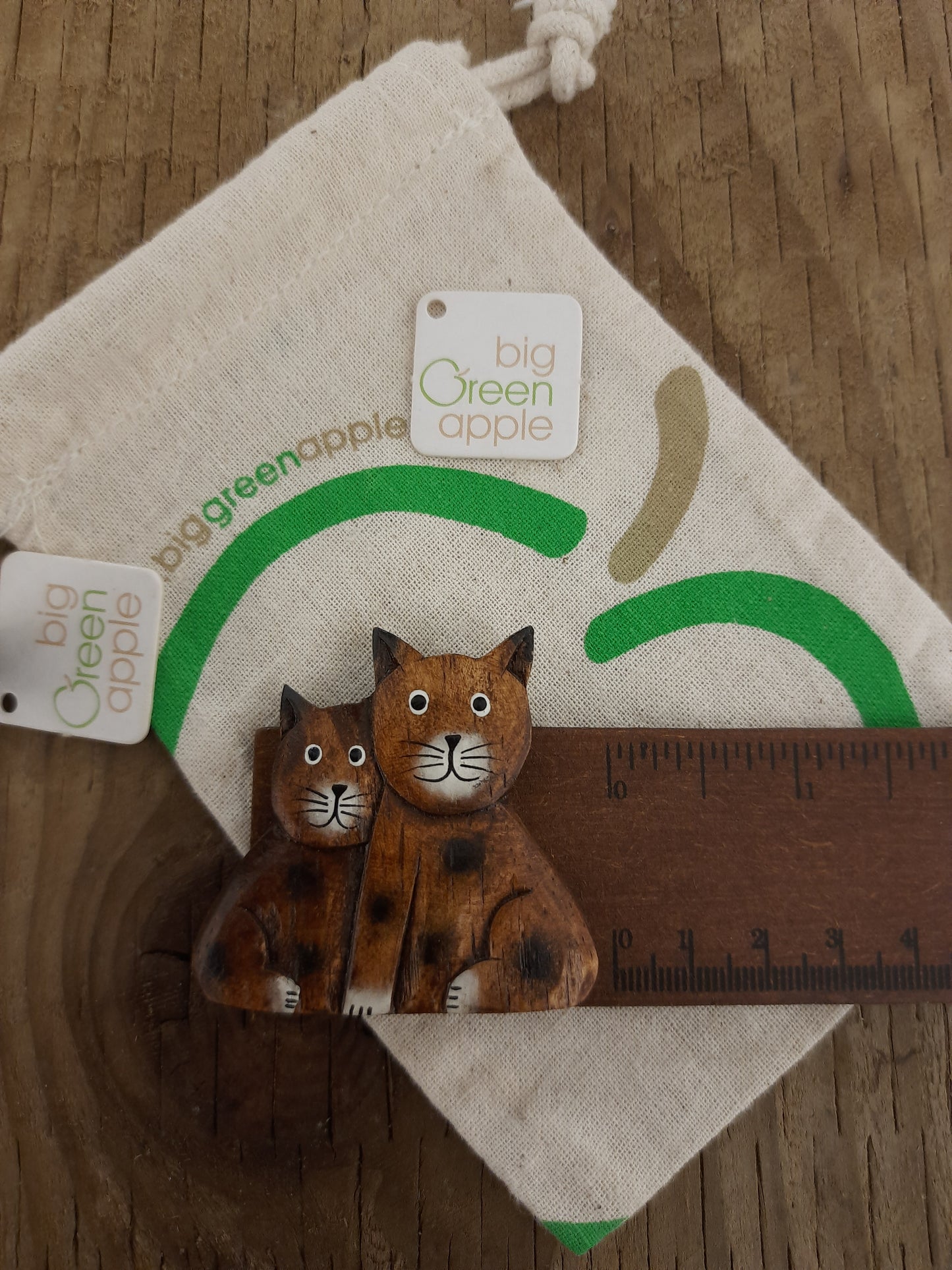 eco friendly gift ideas, wooden cat ruler, fair trade online shop, big green apple